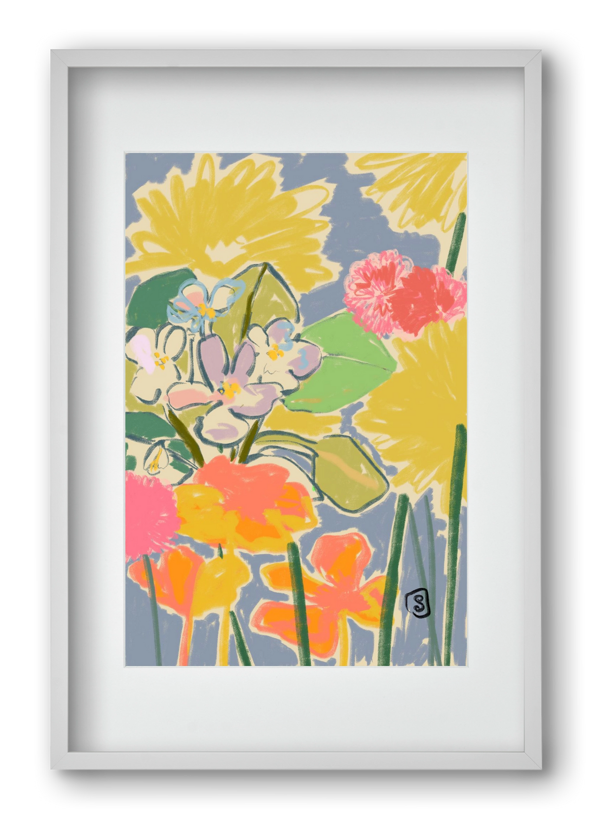 MORNING GARDEN, 40x60 cm (30x45 cm), Fehér keret, paszpartuval