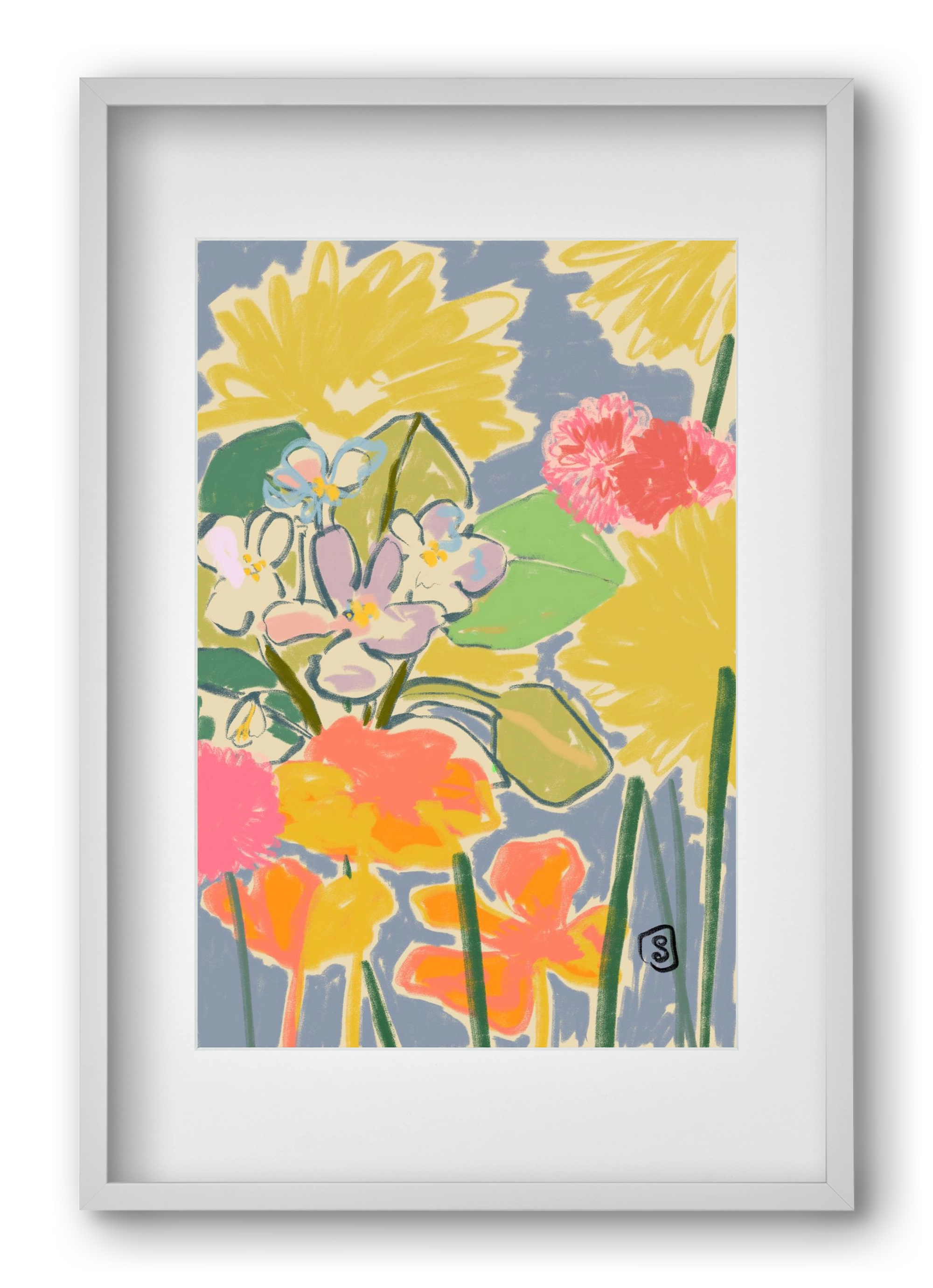 MORNING GARDEN, 40x60 cm (30x45 cm), Fehér keret, paszpartuval