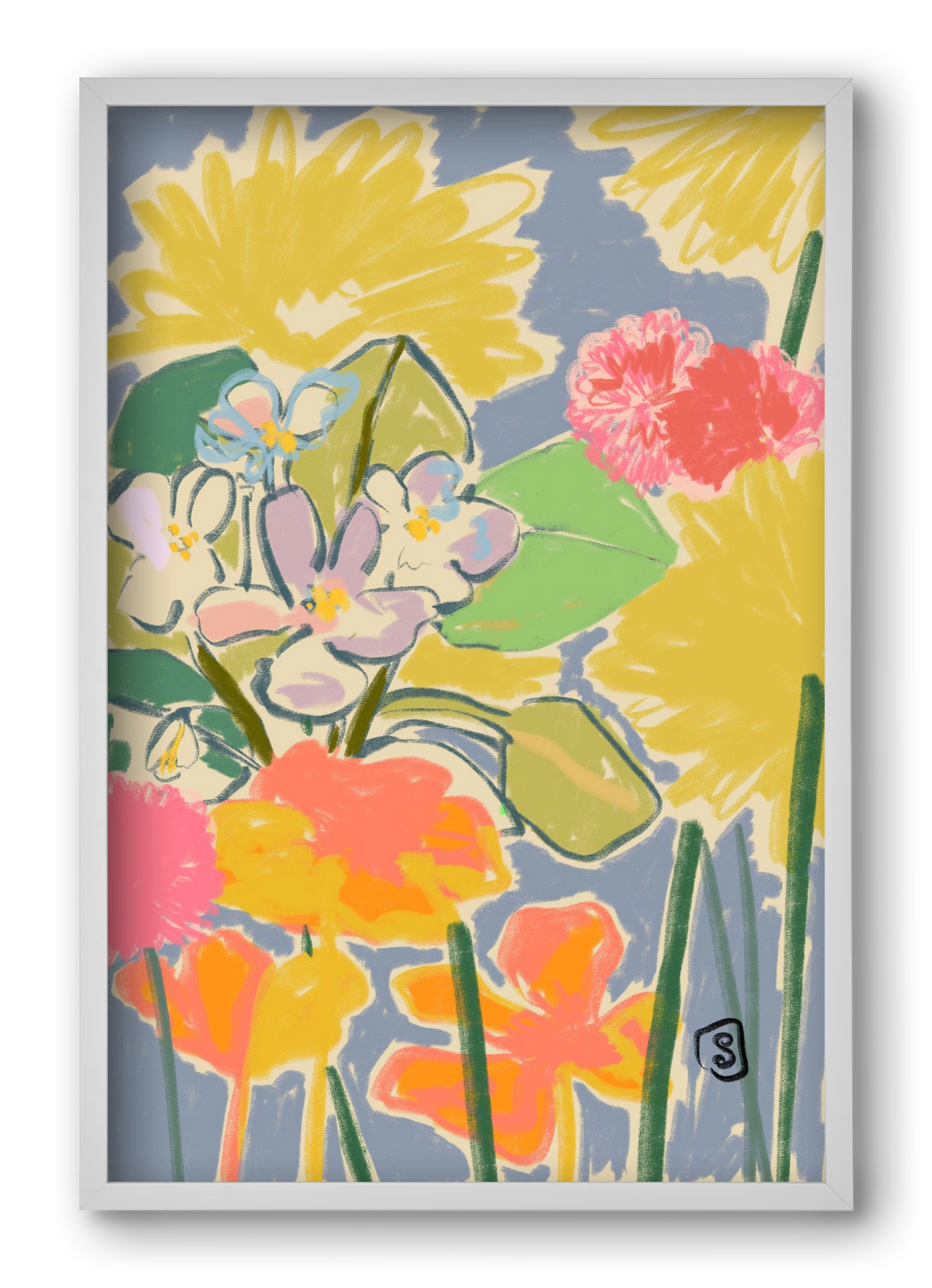 MORNING GARDEN, 40x60 cm (40x60 cm), Fehér keret