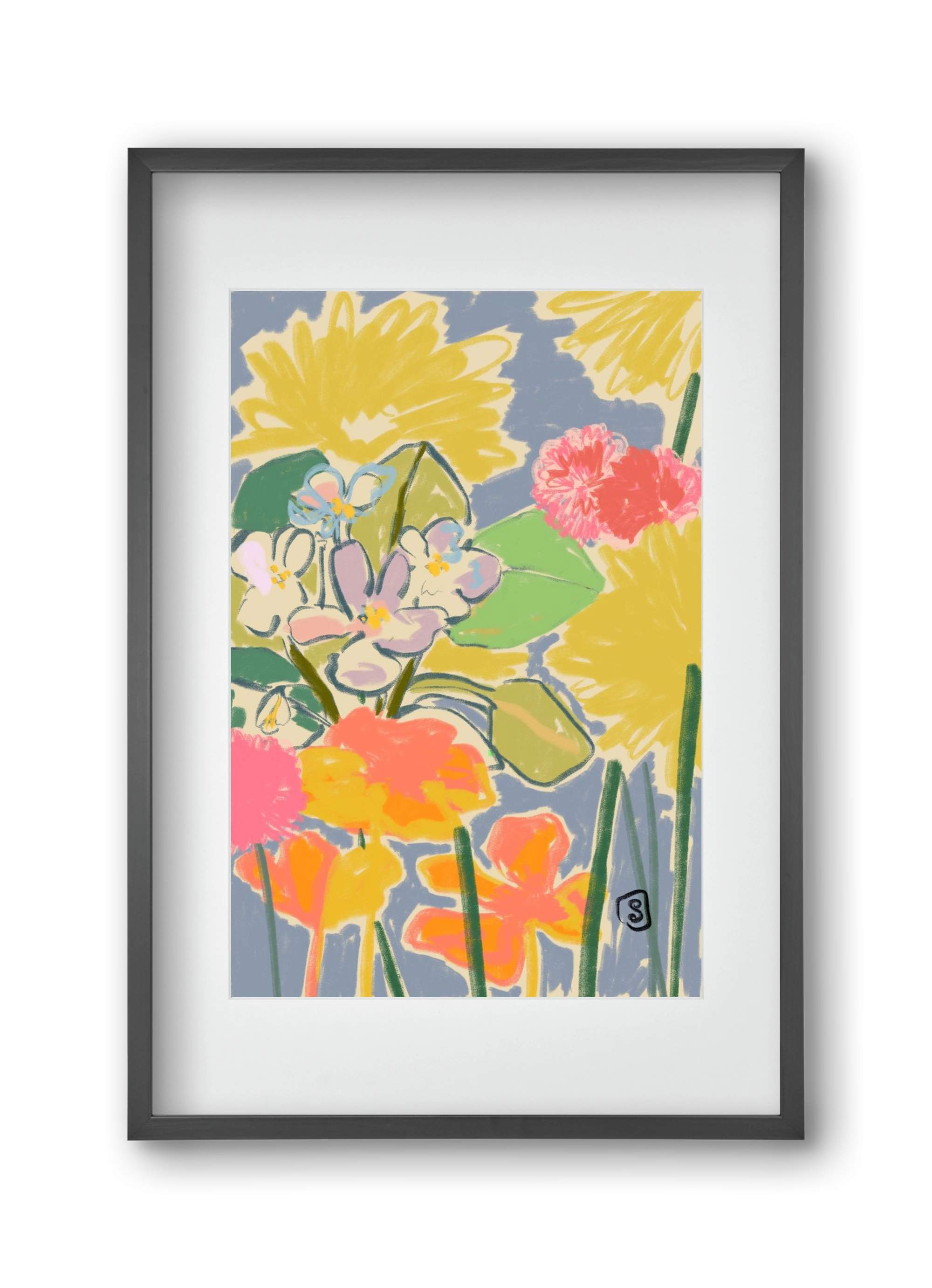 MORNING GARDEN, 30x45 cm (20x30 cm), Fekete keret, paszpartuval