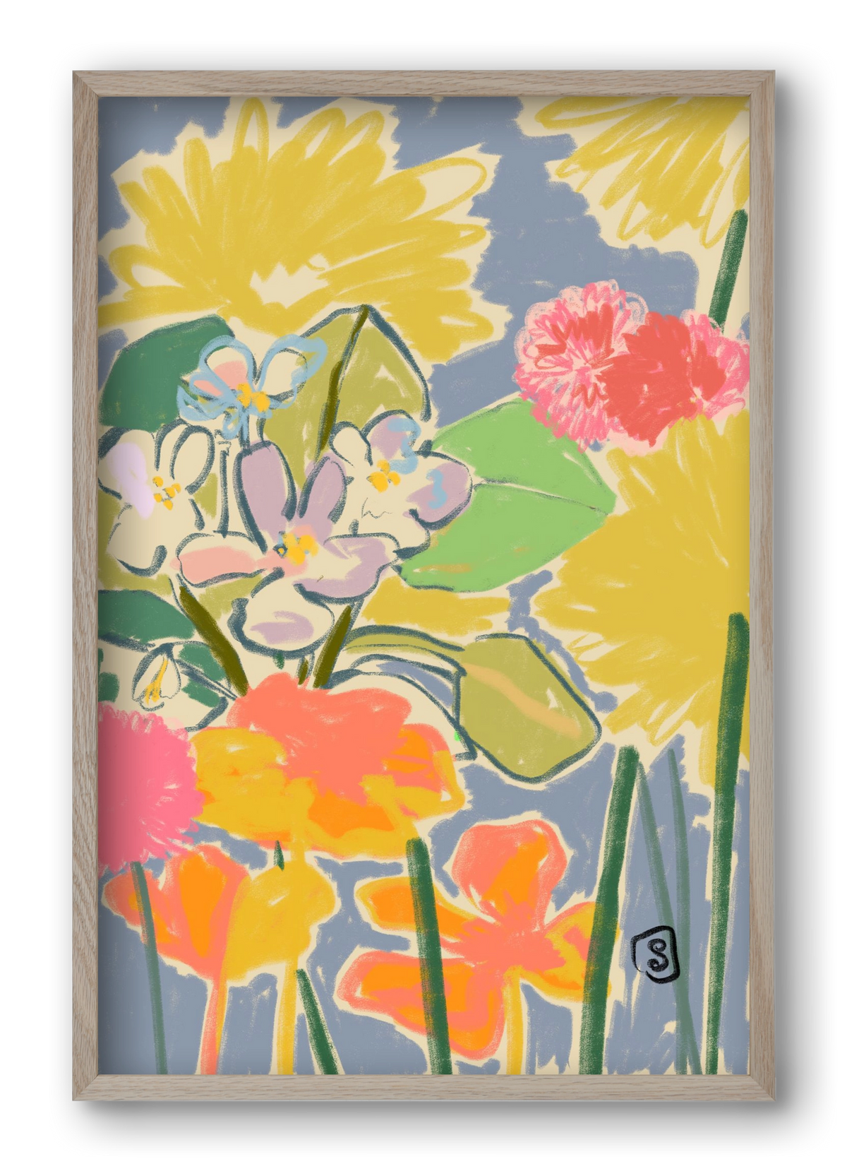 MORNING GARDEN, 40x60 cm (40x60 cm), Tölgy keret