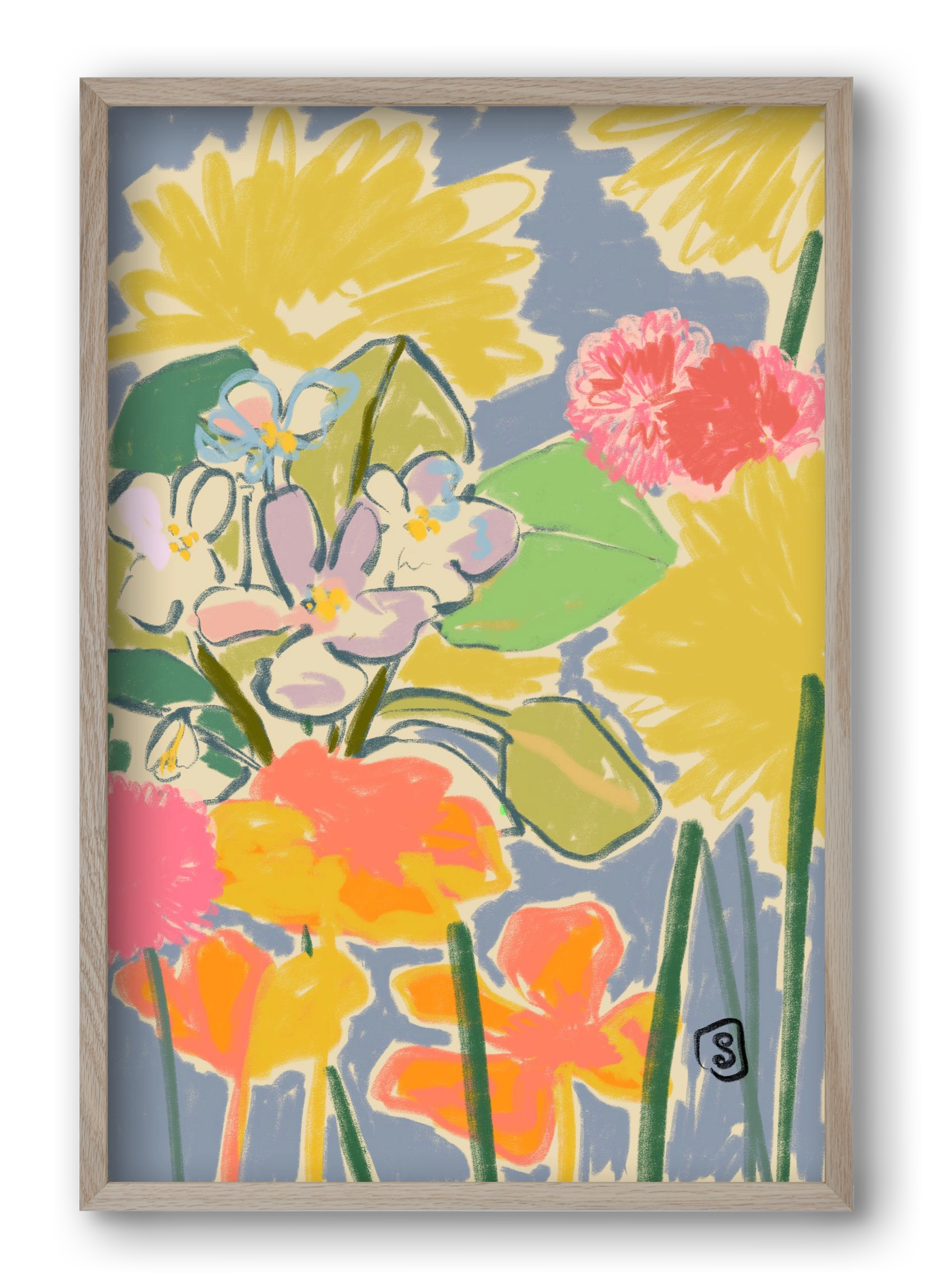 MORNING GARDEN, 40x60 cm (40x60 cm), Tölgy keret