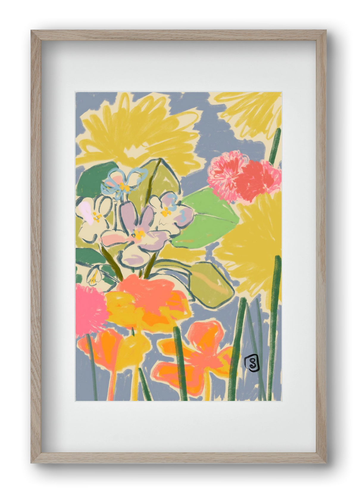 MORNING GARDEN, 40x60 cm (30x45 cm), Tölgy keret, paszpartuval