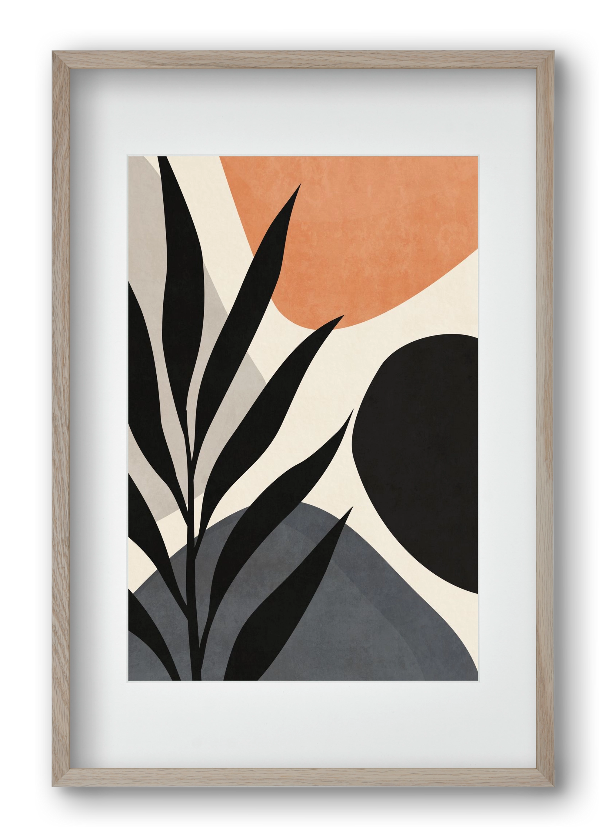 MINIMAL LEAF 03, 40x60 cm (30x45 cm), Tölgy keret, paszpartuval