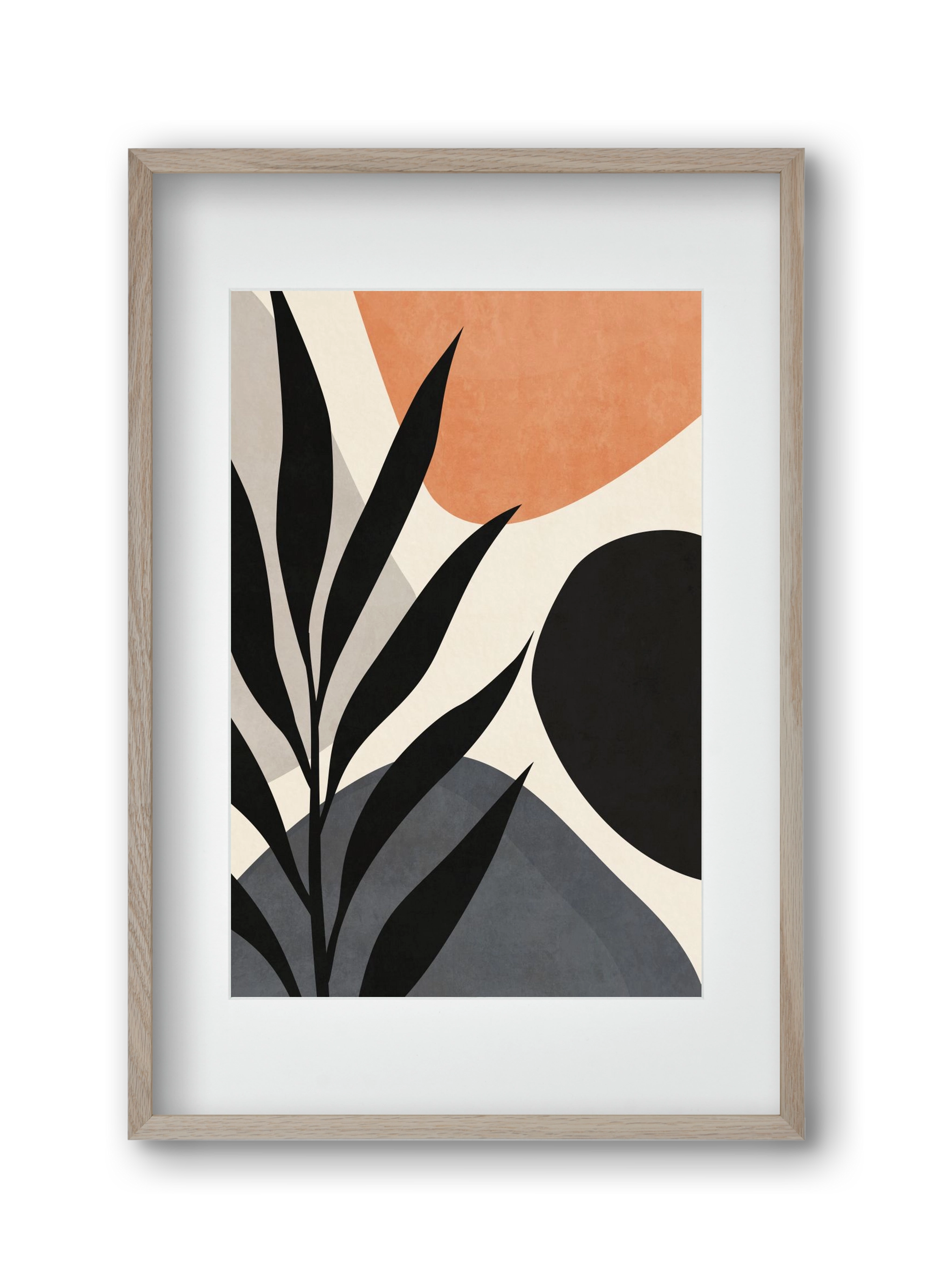 MINIMAL LEAF 03, 30x45 cm (20x30 cm), Tölgy keret, paszpartuval