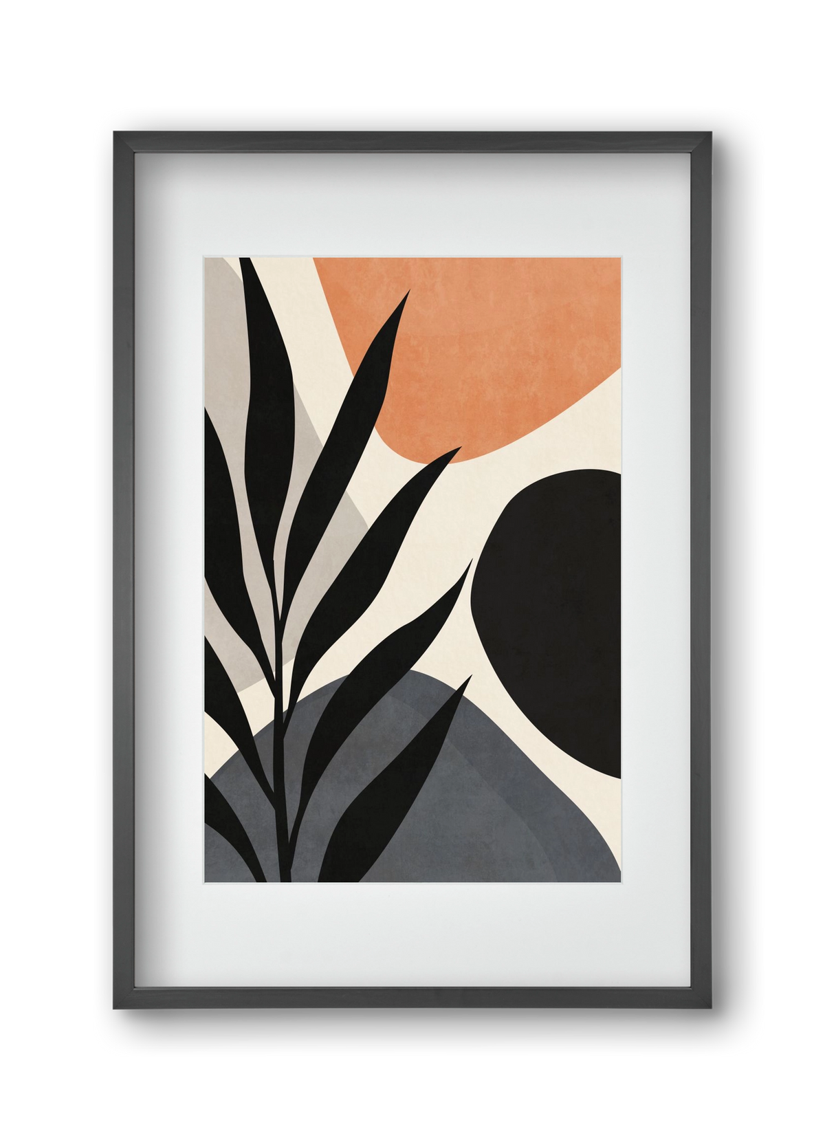 MINIMAL LEAF 03, 30x45 cm (20x30 cm), Fekete keret, paszpartuval