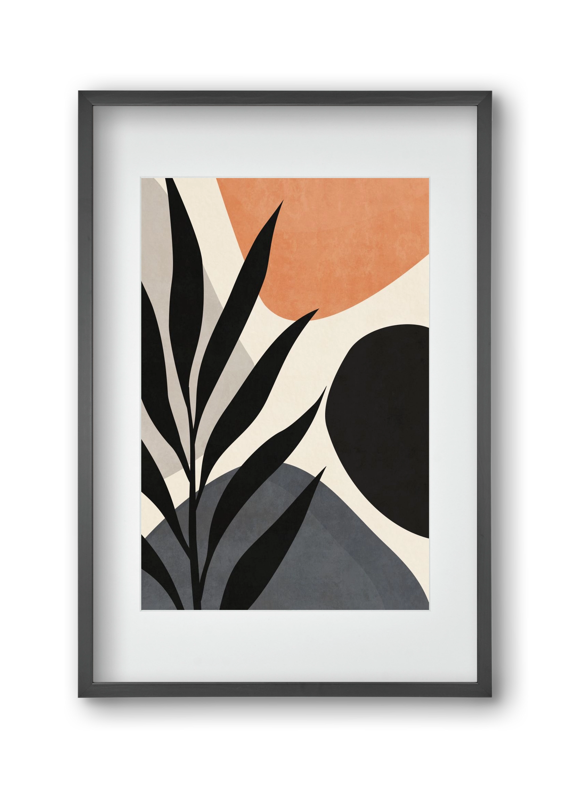 MINIMAL LEAF 03, 30x45 cm (20x30 cm), Fekete keret, paszpartuval