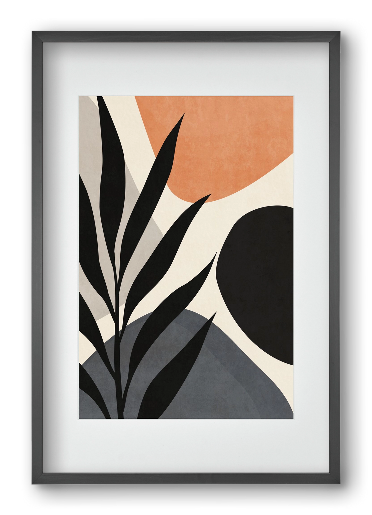 MINIMAL LEAF 03, 40x60 cm (30x45 cm), Fekete keret, paszpartuval