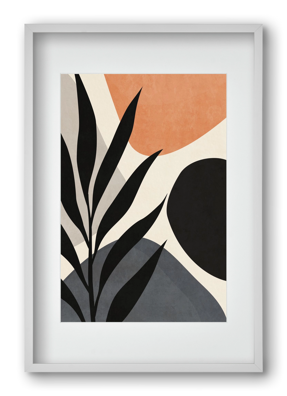 MINIMAL LEAF 03, 40x60 cm (30x45 cm), Fehér keret, paszpartuval