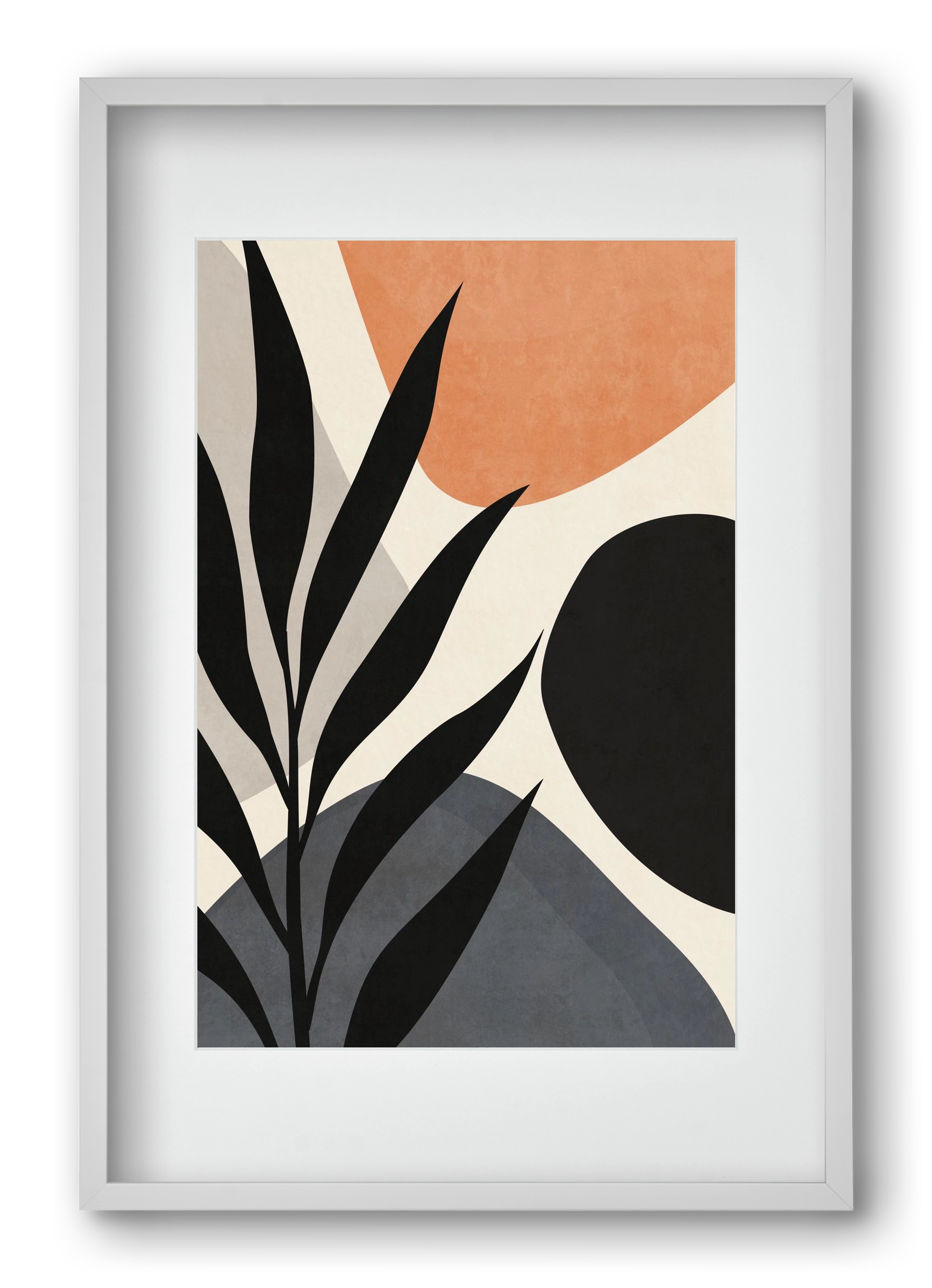 MINIMAL LEAF 03, 40x60 cm (30x45 cm), Fehér keret, paszpartuval