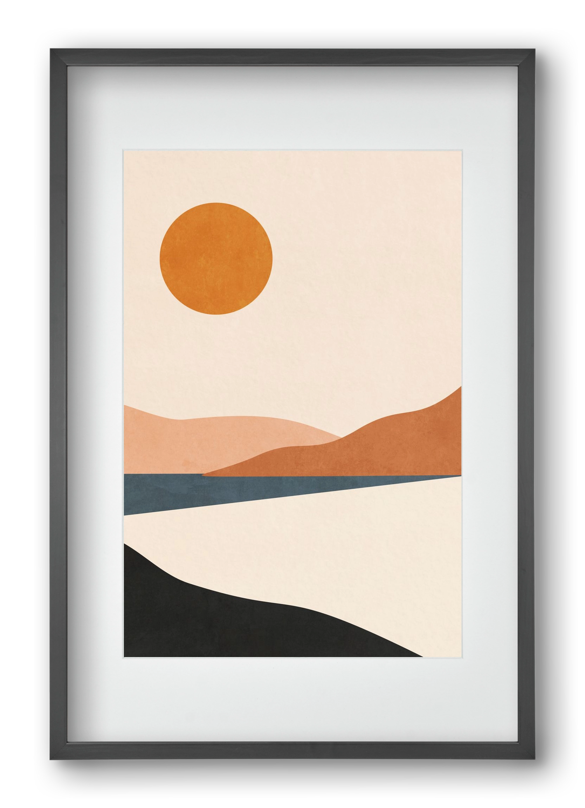 MINIMAL TROPICAL LANDSCAPE 02 , 40x60 cm (30x45 cm), Fekete keret, paszpartuval