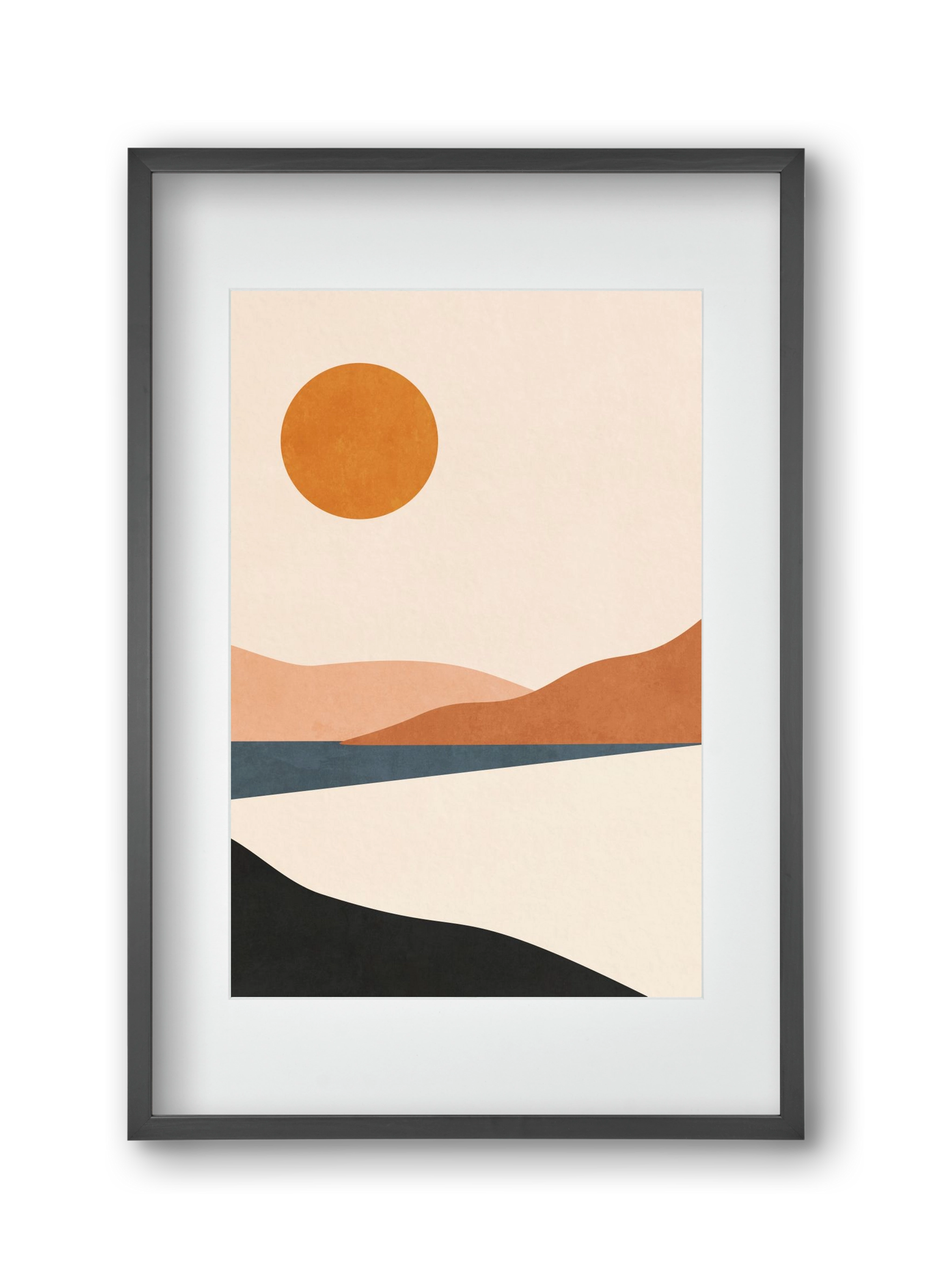 MINIMAL TROPICAL LANDSCAPE 02 , 30x45 cm (20x30 cm), Fekete keret, paszpartuval