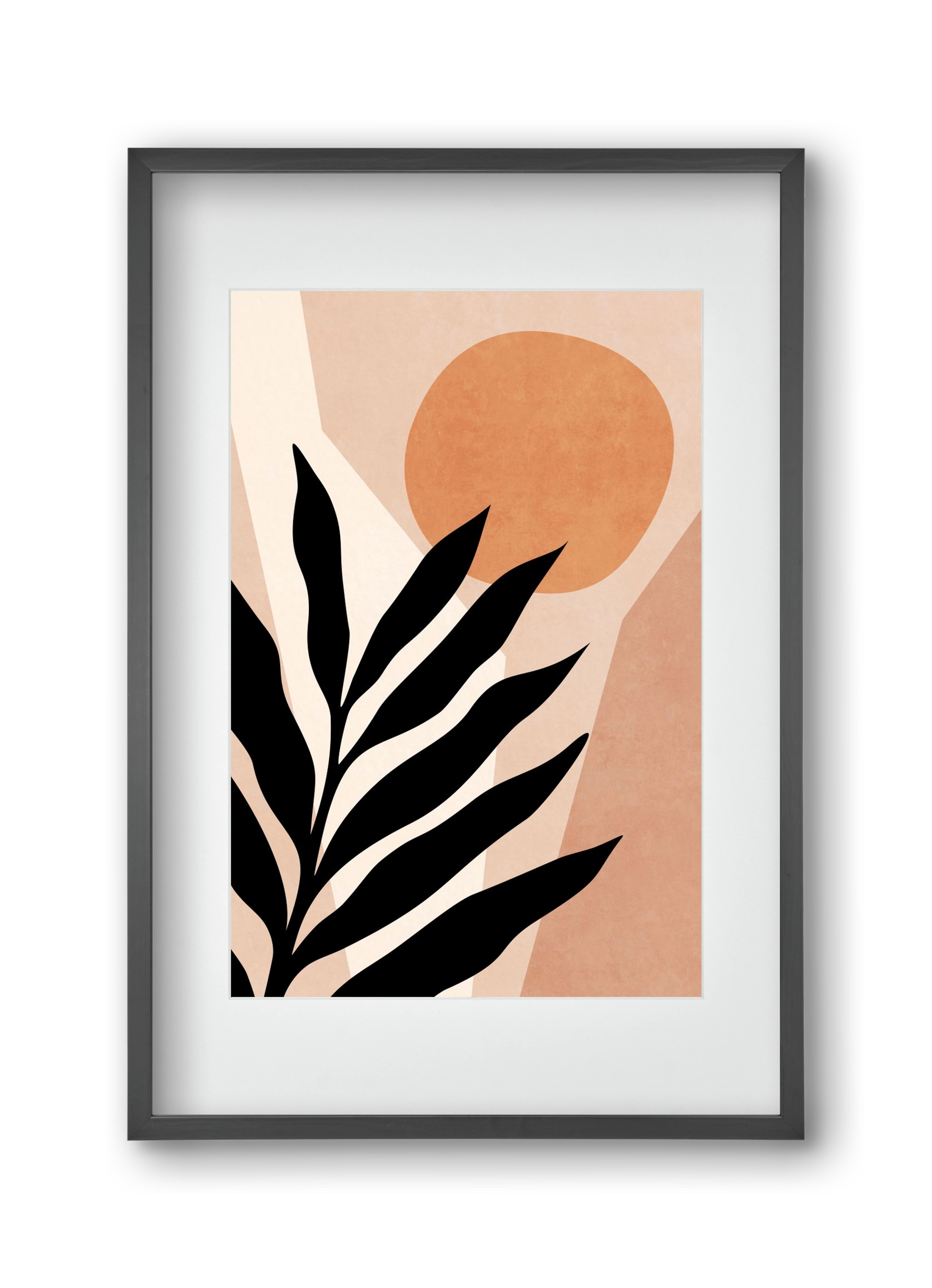 MINIMAL TROPICAL LEAF 01, 30x45 cm (20x30 cm), Fekete keret, paszpartuval