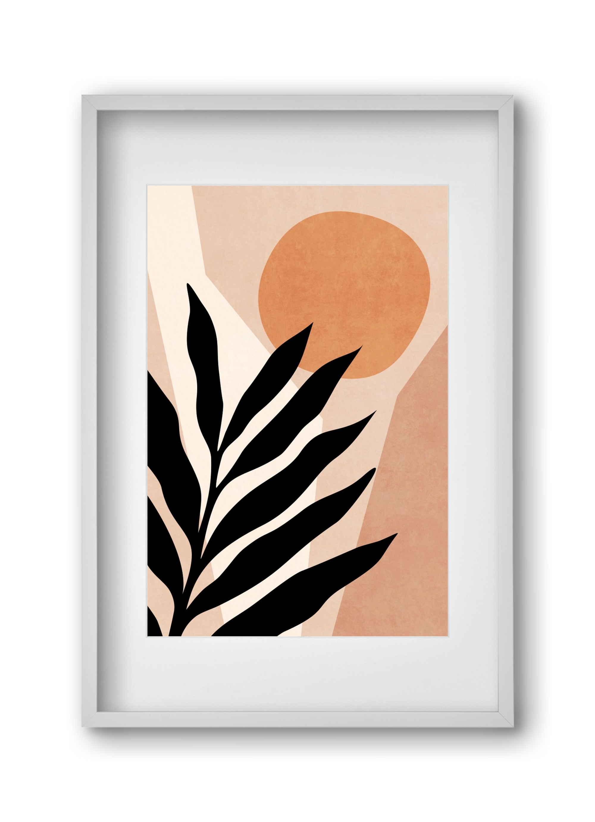MINIMAL TROPICAL LEAF 01, 30x45 cm (20x30 cm), Fehér keret, paszpartuval