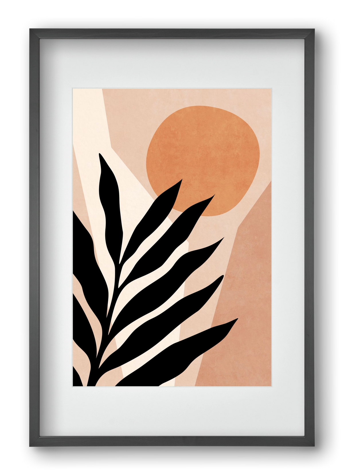 MINIMAL TROPICAL LEAF 01, 40x60 cm (30x45 cm), Fekete keret, paszpartuval