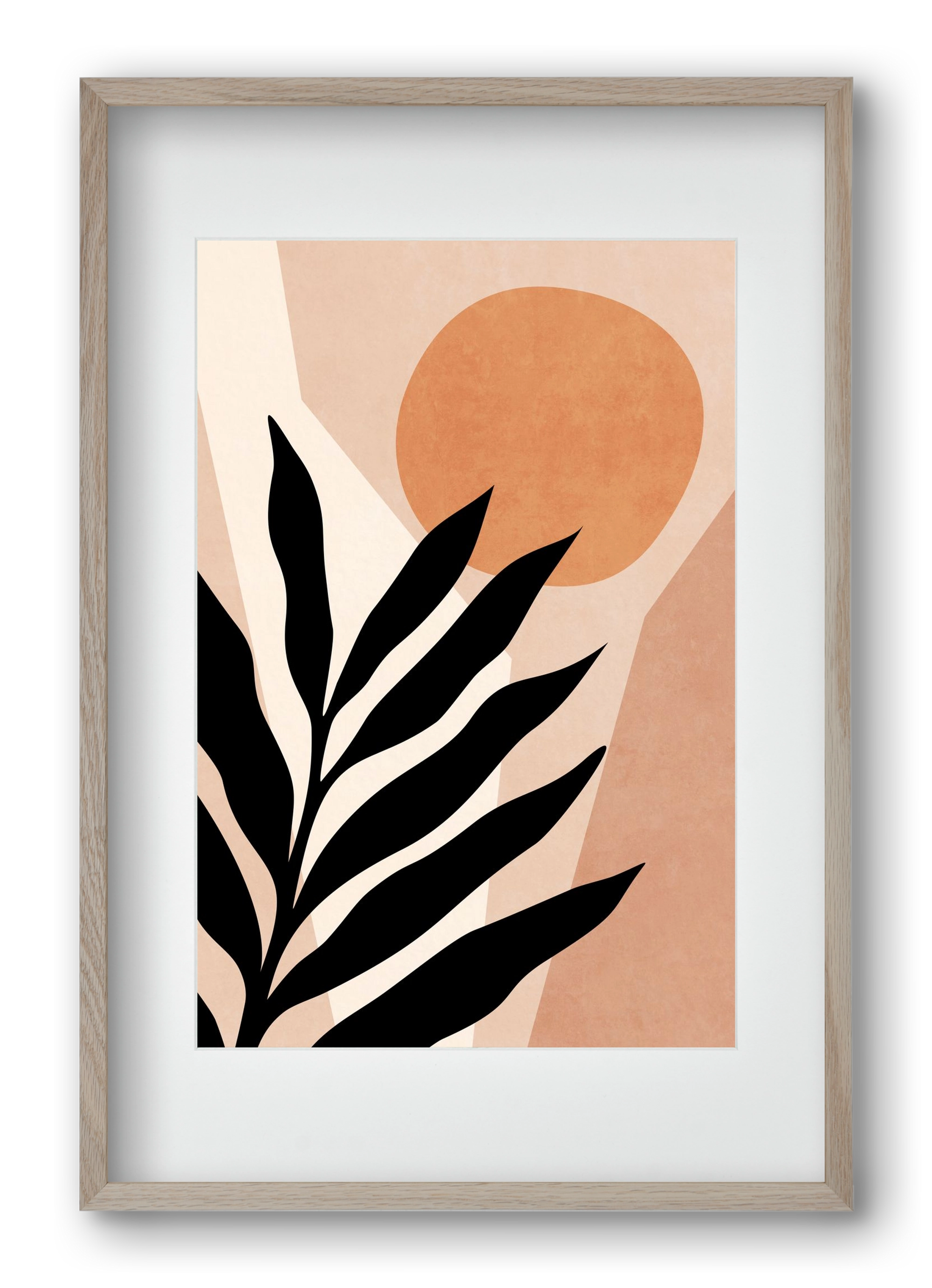 MINIMAL TROPICAL LEAF 01, 40x60 cm (30x45 cm), Tölgy keret, paszpartuval