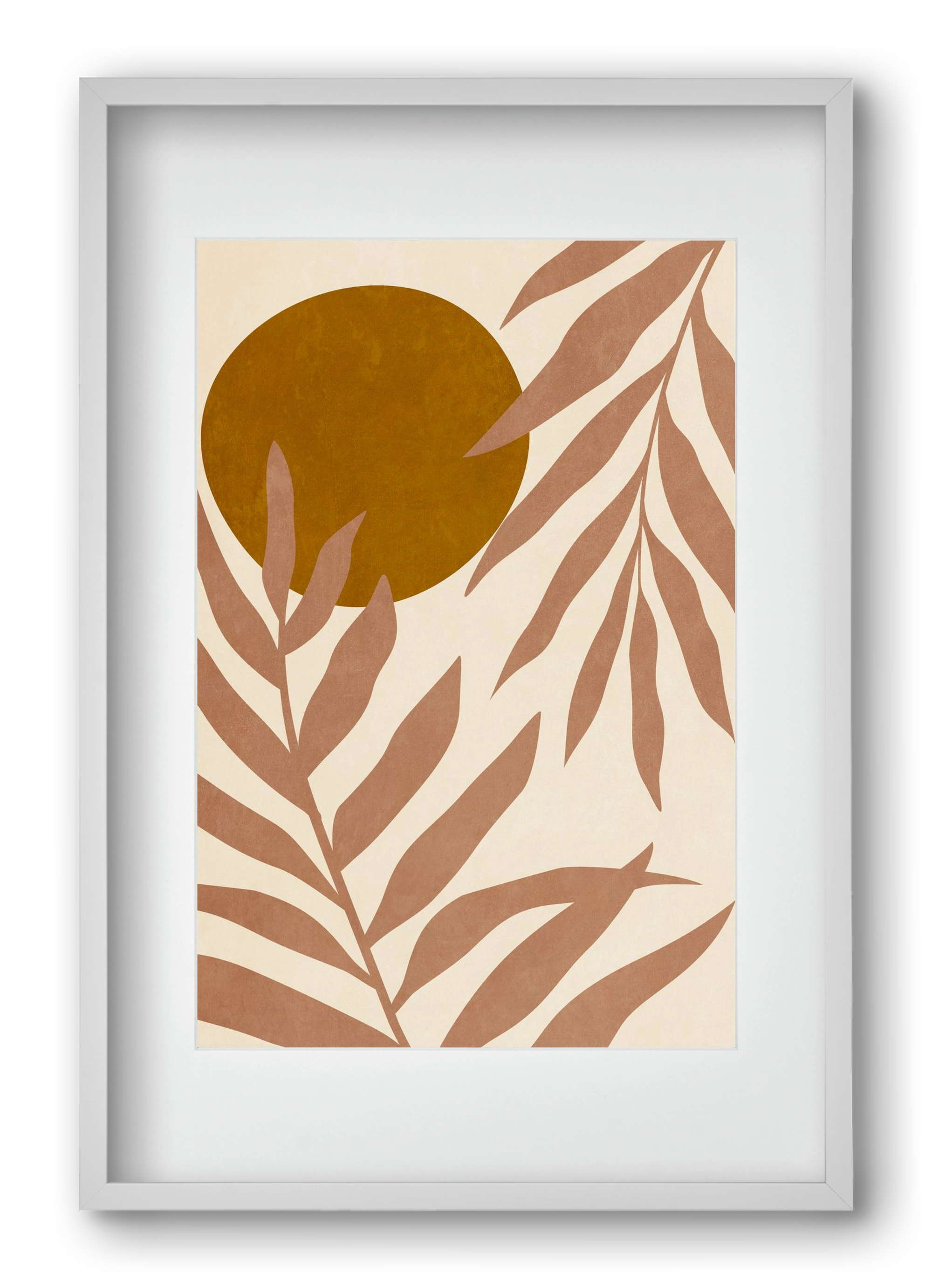 MINIMALIST LEAVES 11, 40x60 cm (30x45 cm), Fehér keret, paszpartuval