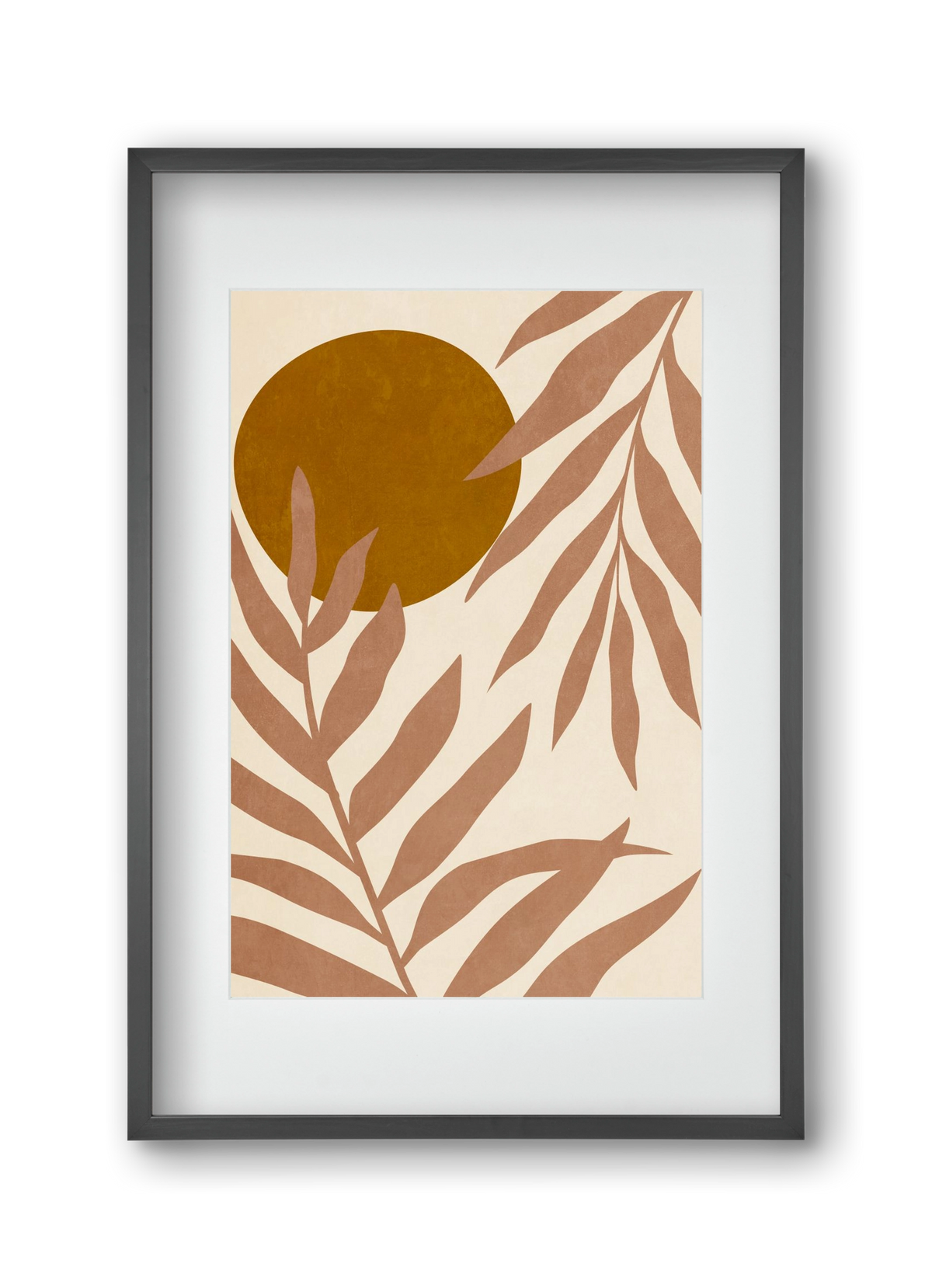MINIMALIST LEAVES 11, 30x45 cm (20x30 cm), Fekete keret, paszpartuval