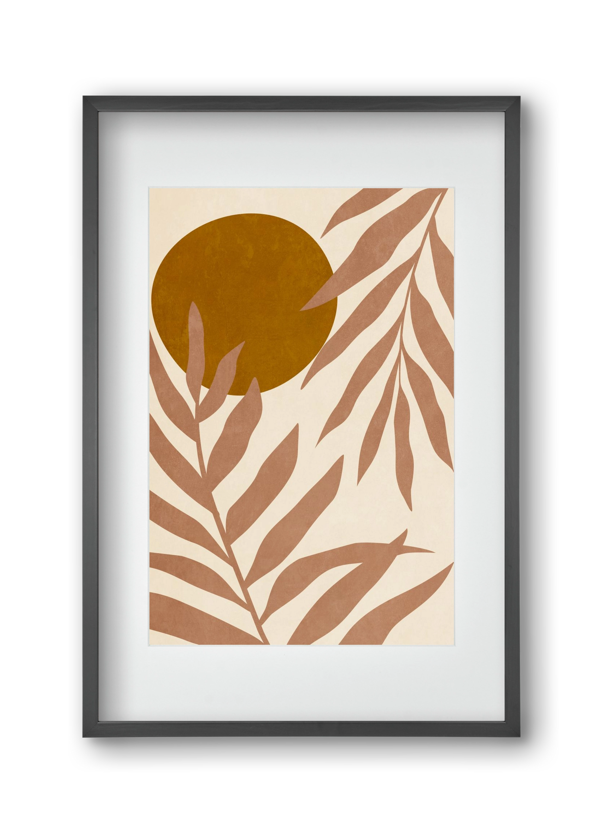 MINIMALIST LEAVES 11, 30x45 cm (20x30 cm), Fekete keret, paszpartuval