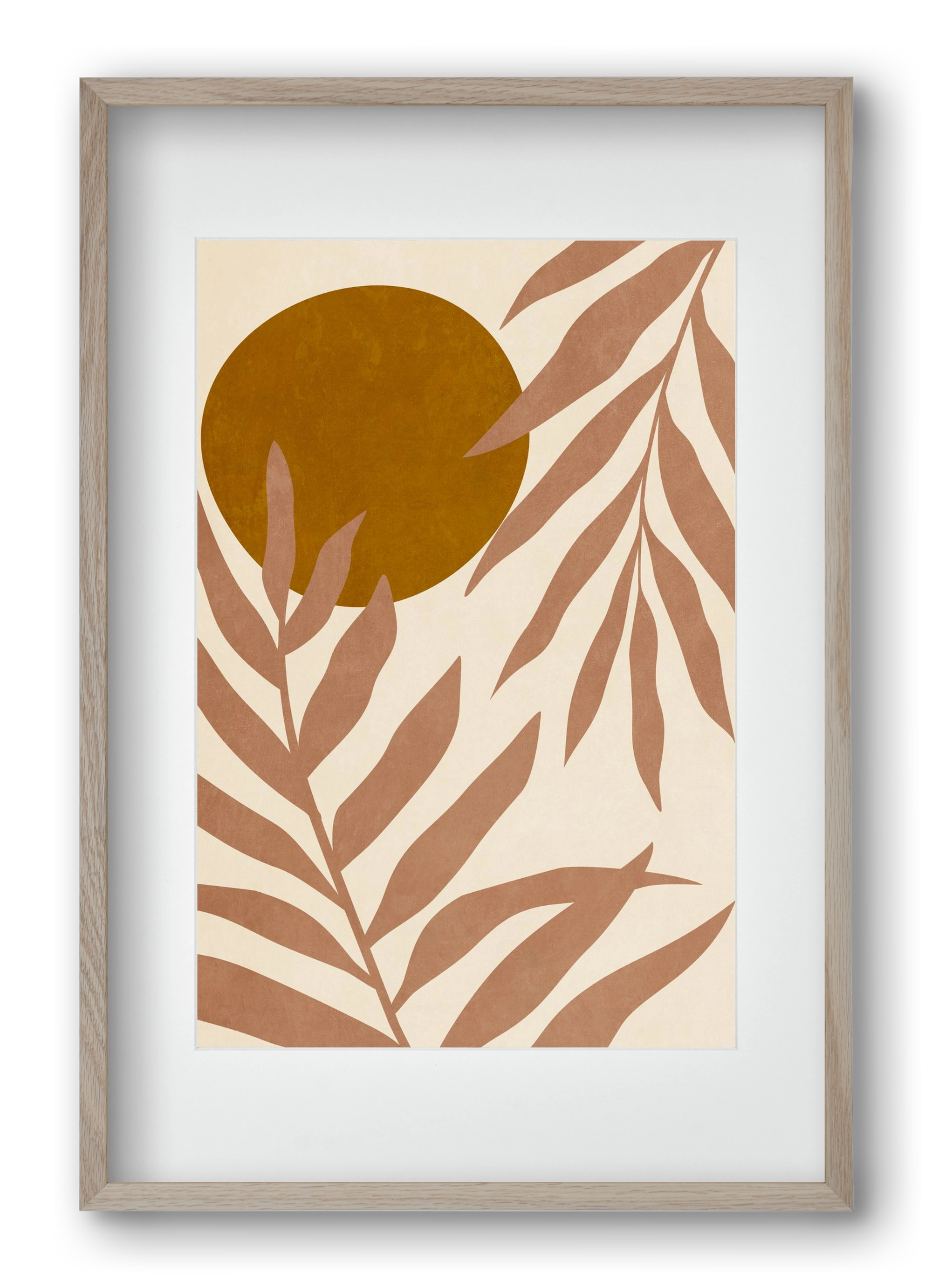 MINIMALIST LEAVES 11, 40x60 cm (30x45 cm), Tölgy keret, paszpartuval