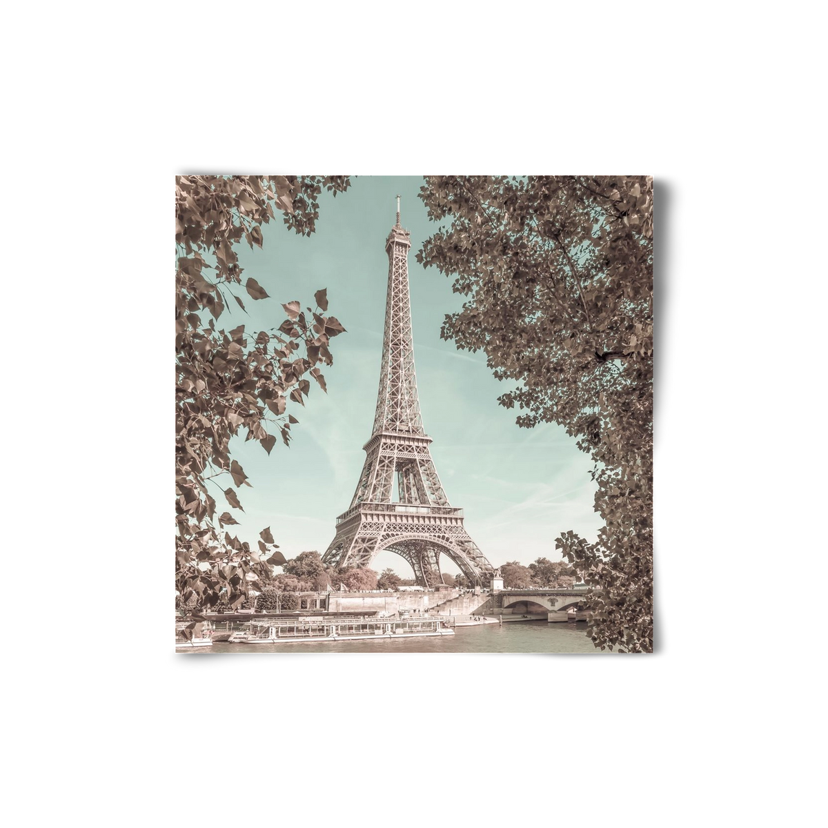 PARIS Eiffel Tower & River Seine | urban vintage style, 20x20 cm, Keret nélkül