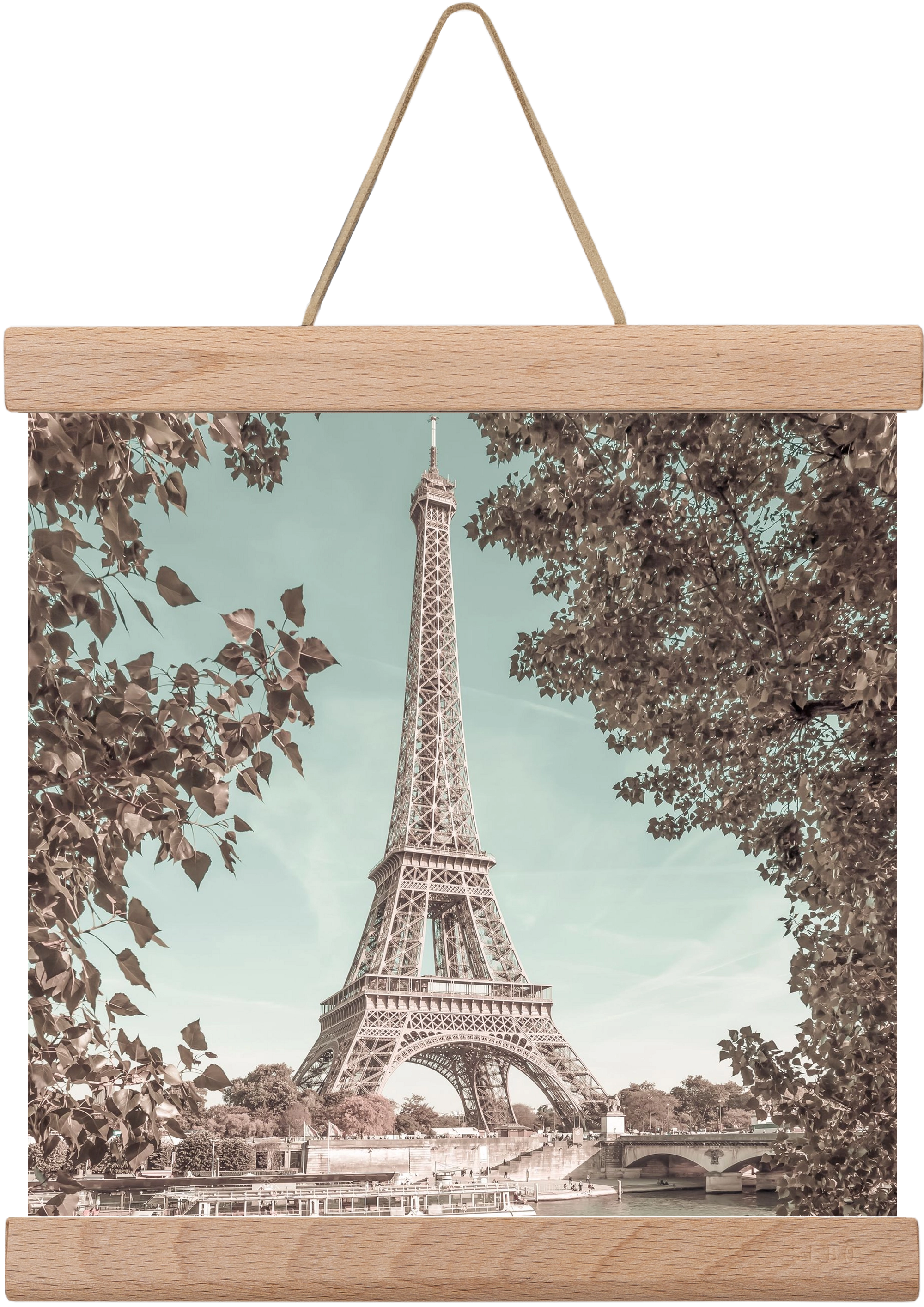PARIS Eiffel Tower & River Seine | urban vintage style, 20x20 cm (20x20 cm), Tölgy akasztó