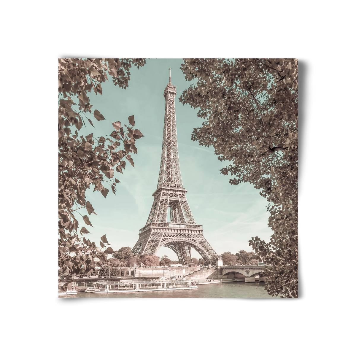 PARIS Eiffel Tower & River Seine | urban vintage style, 30x30 cm, Keret nélkül