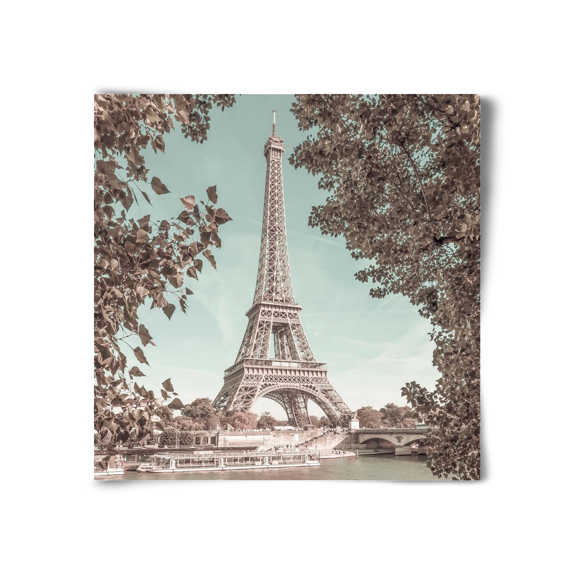 PARIS Eiffel Tower & River Seine | urban vintage style, 30x30 cm, Keret nélkül