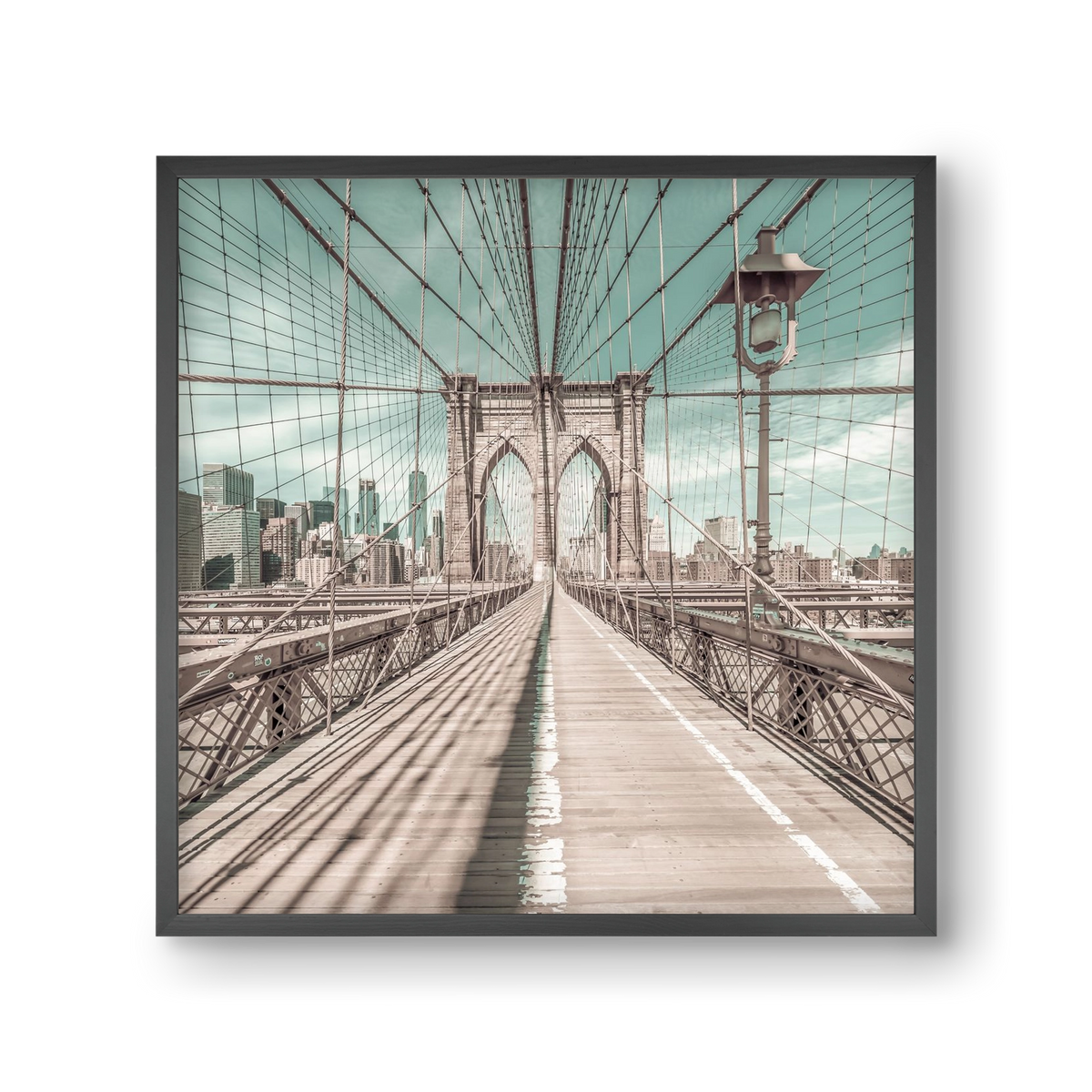 NEW YORK CITY Brooklyn Bridge | urban vintage style, 30x30 cm (30x30 cm), Fekete keret