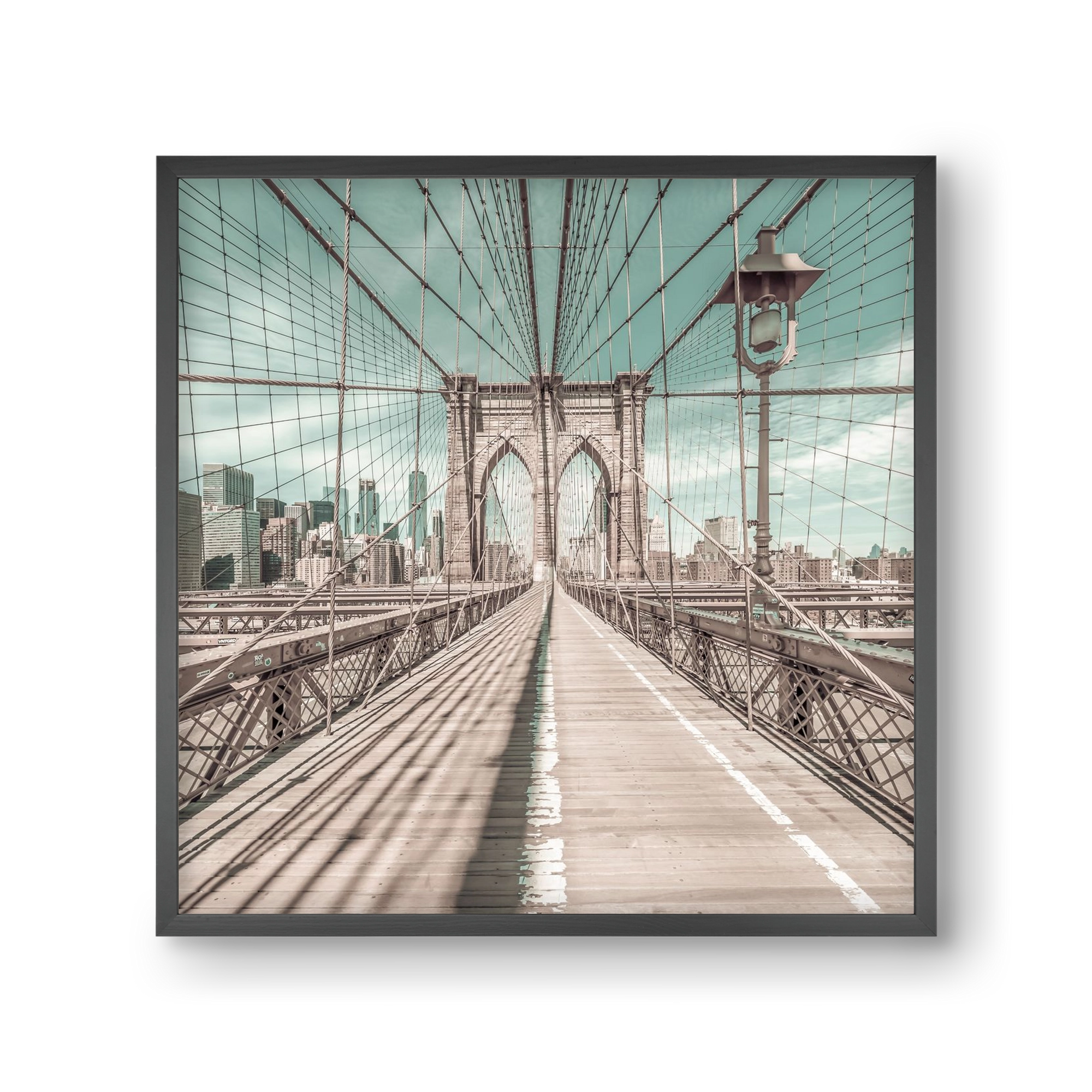 NEW YORK CITY Brooklyn Bridge | urban vintage style, 30x30 cm (30x30 cm), Fekete keret