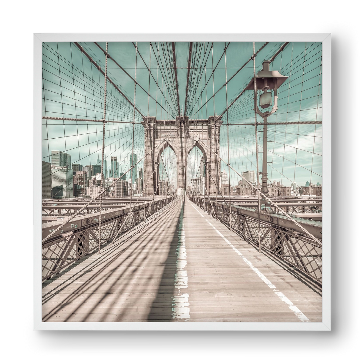NEW YORK CITY Brooklyn Bridge | urban vintage style, 40x40 cm (40x40 cm), Fehér keret