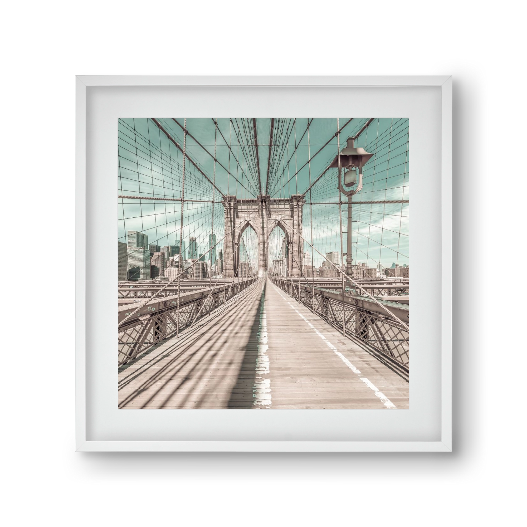 NEW YORK CITY Brooklyn Bridge | urban vintage style, 30x30 cm (20x20 cm), Fehér keret, paszpartuval