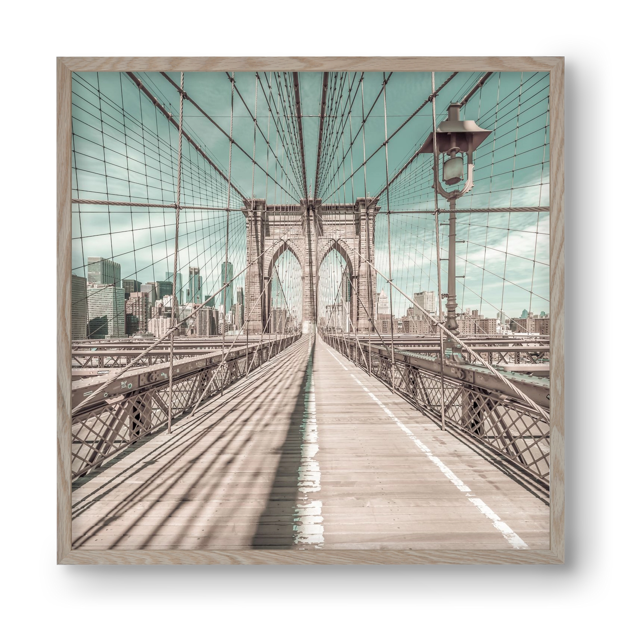 NEW YORK CITY Brooklyn Bridge | urban vintage style, 40x40 cm (40x40 cm), Tölgy keret