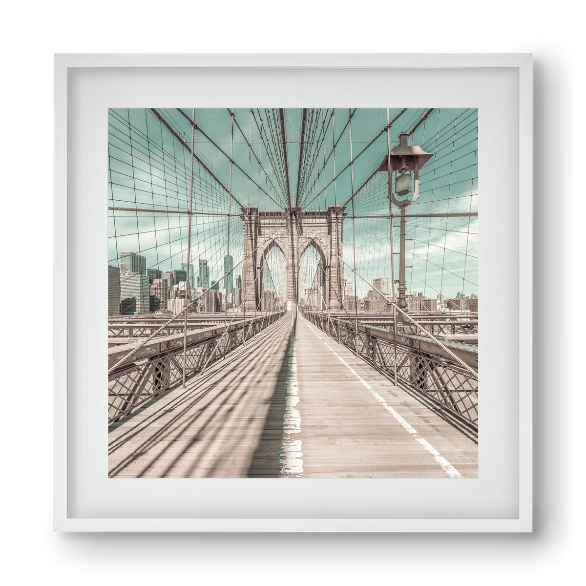 NEW YORK CITY Brooklyn Bridge | urban vintage style, 40x40 cm (30x30 cm), Fehér keret, paszpartuval