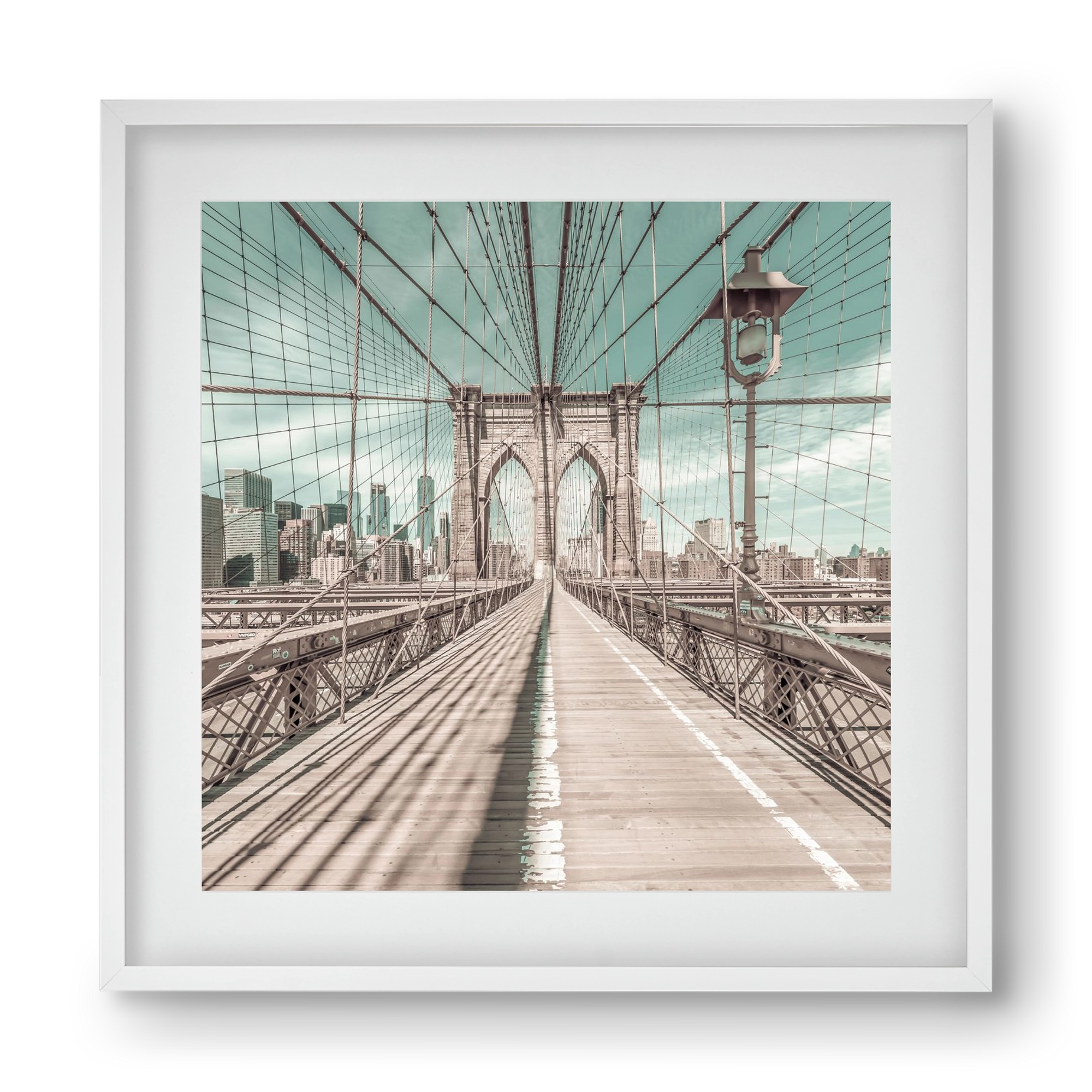 NEW YORK CITY Brooklyn Bridge | urban vintage style, 40x40 cm (30x30 cm), Fehér keret, paszpartuval