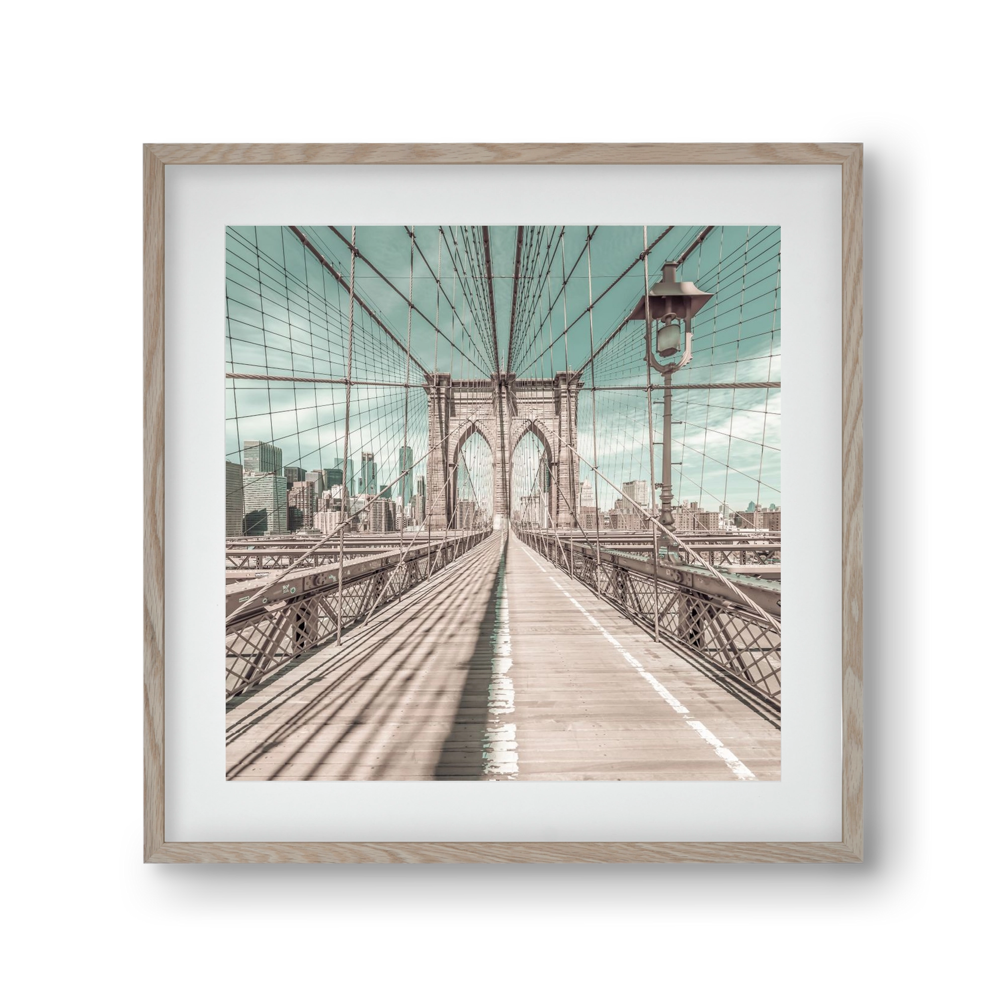NEW YORK CITY Brooklyn Bridge | urban vintage style, 30x30 cm (20x20 cm), Tölgy keret, paszpartuval
