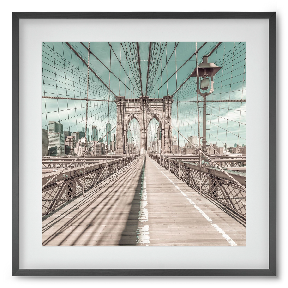 NEW YORK CITY Brooklyn Bridge | urban vintage style, 50x50 cm (40x40 cm), Fekete keret, paszpartuval