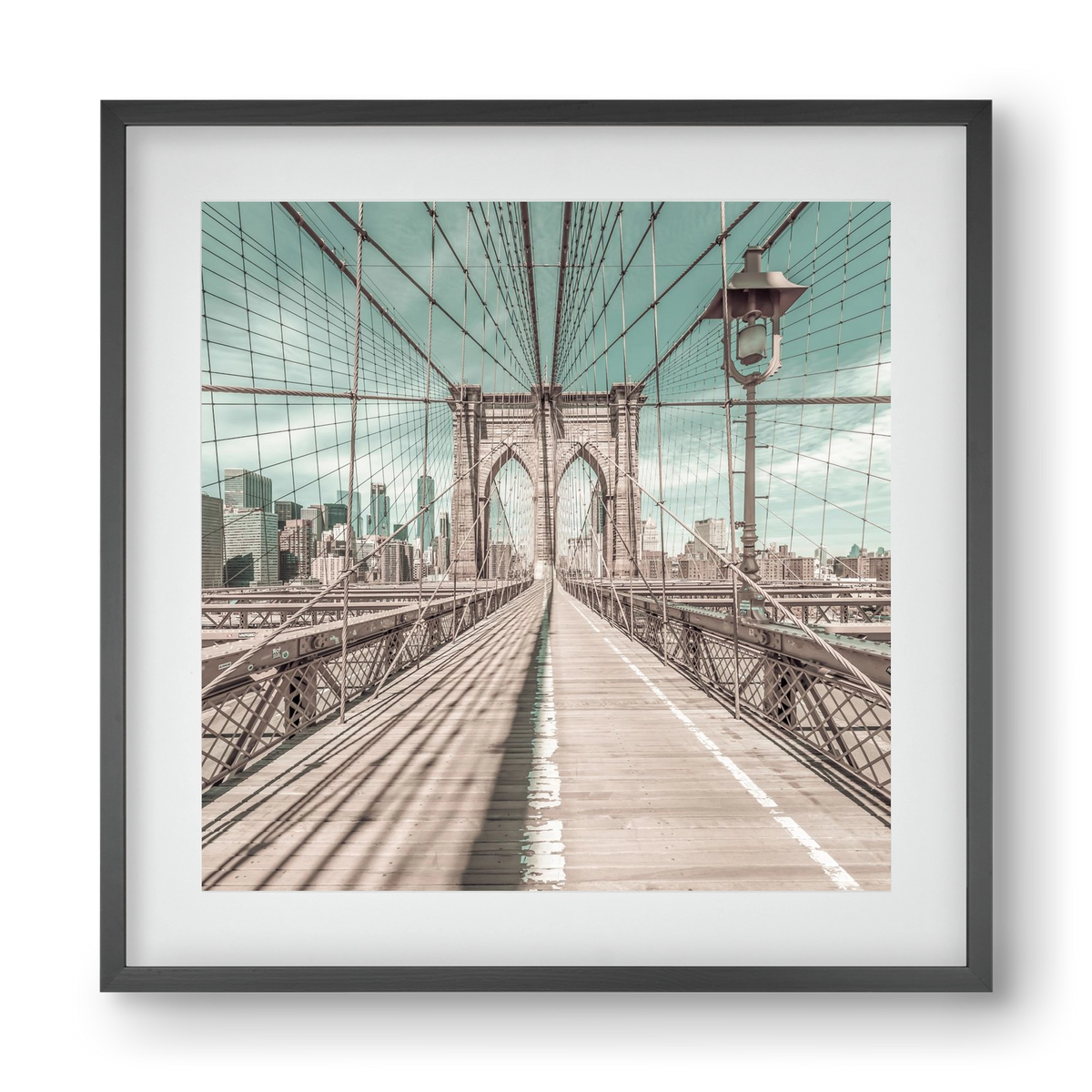 NEW YORK CITY Brooklyn Bridge | urban vintage style, 40x40 cm (30x30 cm), Fekete keret, paszpartuval