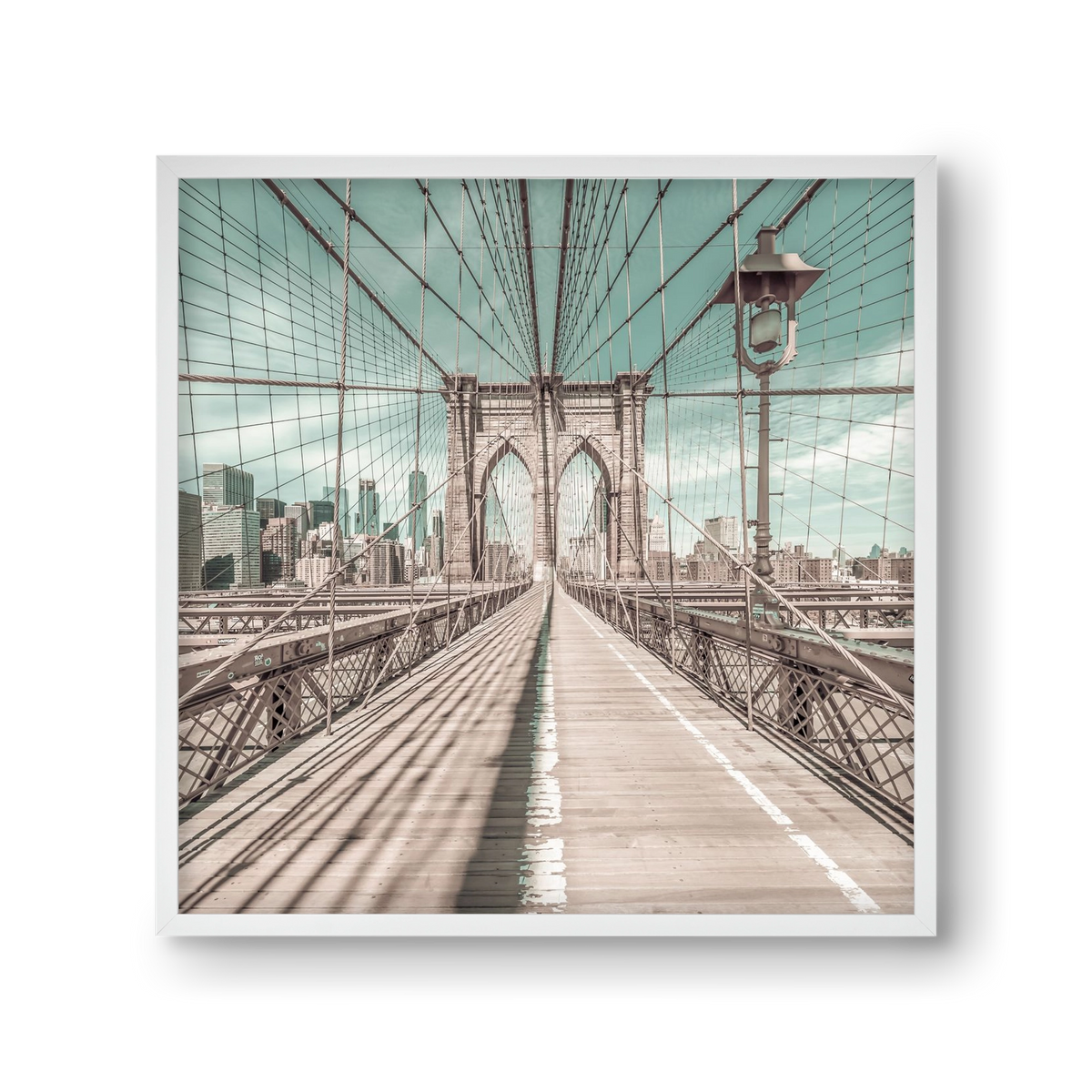 NEW YORK CITY Brooklyn Bridge | urban vintage style, 30x30 cm (30x30 cm), Fehér keret
