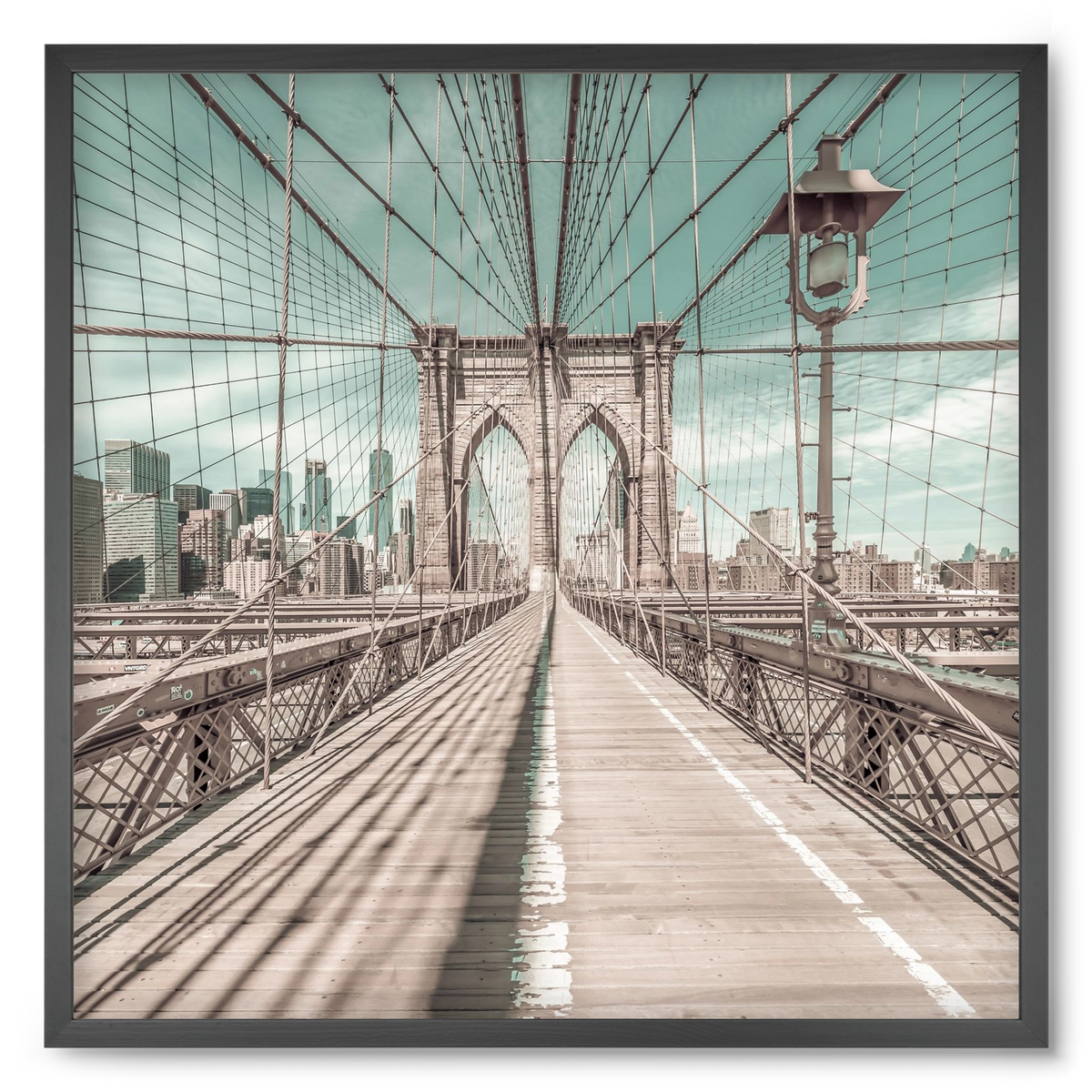NEW YORK CITY Brooklyn Bridge | urban vintage style, 50x50 cm (50x50 cm), Fekete keret