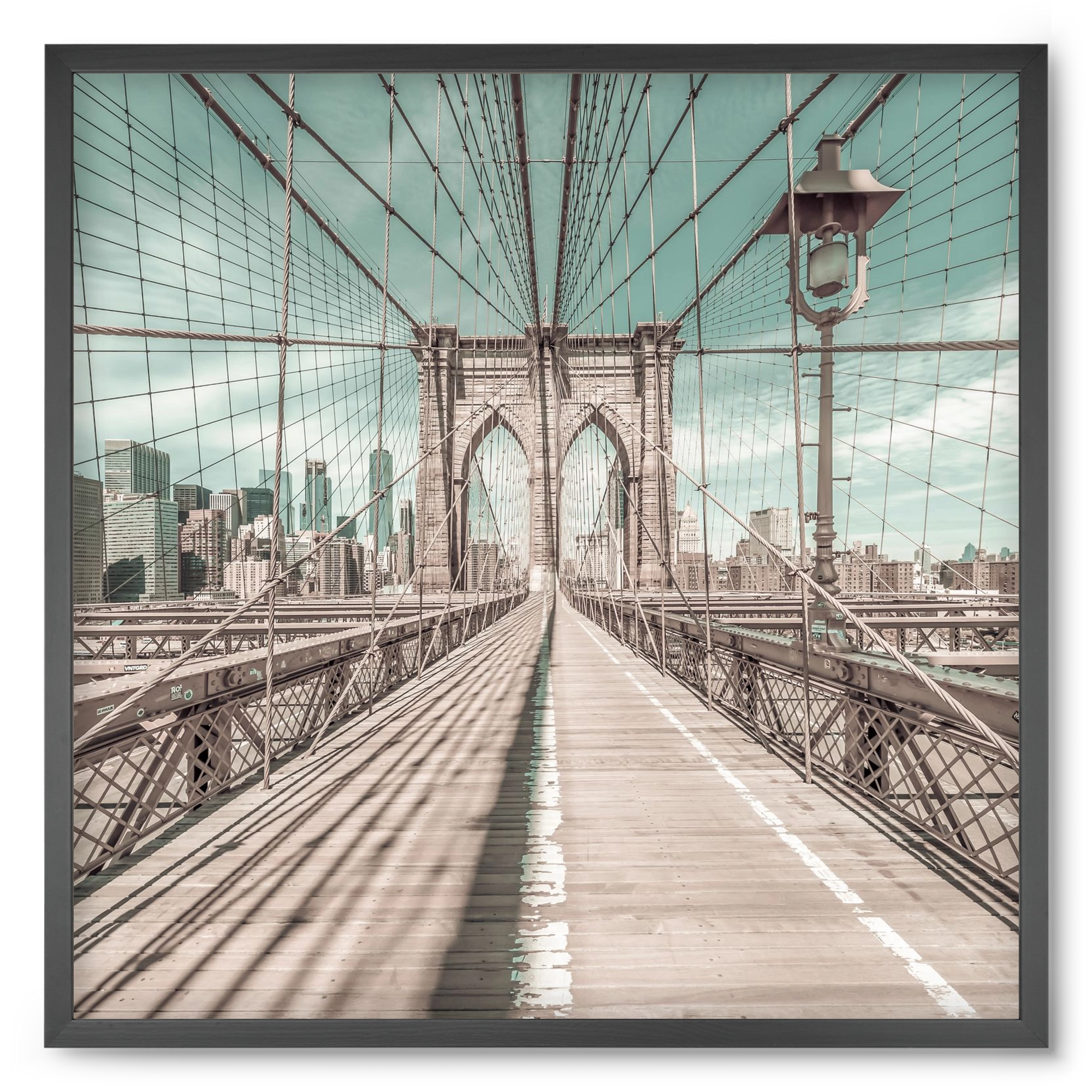 NEW YORK CITY Brooklyn Bridge | urban vintage style, 50x50 cm (50x50 cm), Fekete keret