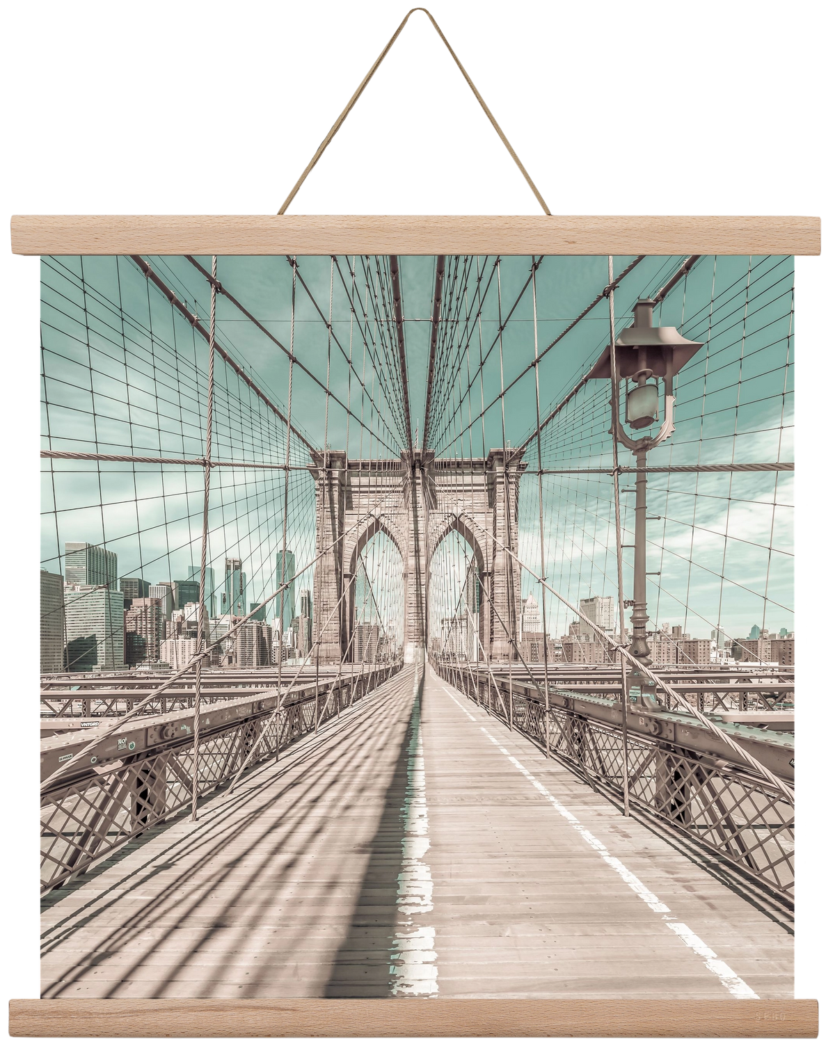NEW YORK CITY Brooklyn Bridge | urban vintage style, 40x40 cm (40x40 cm), Tölgy akasztó