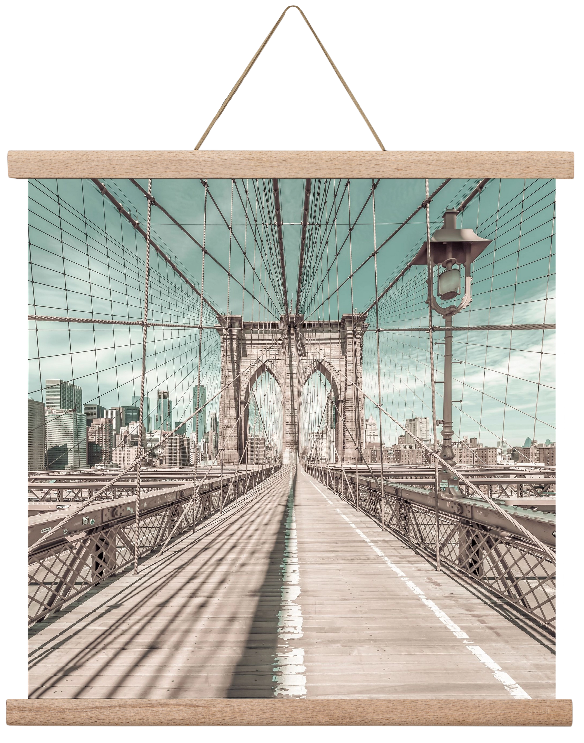 NEW YORK CITY Brooklyn Bridge | urban vintage style, 40x40 cm (40x40 cm), Tölgy akasztó