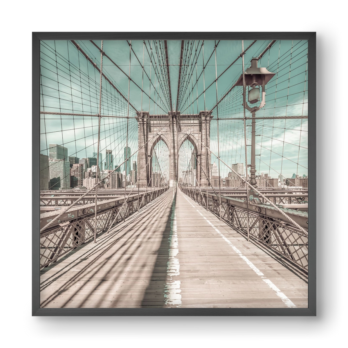NEW YORK CITY Brooklyn Bridge | urban vintage style, 40x40 cm (40x40 cm), Fekete keret