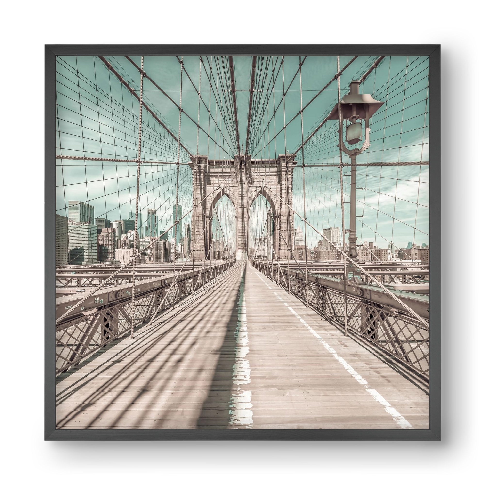 NEW YORK CITY Brooklyn Bridge | urban vintage style, 40x40 cm (40x40 cm), Fekete keret