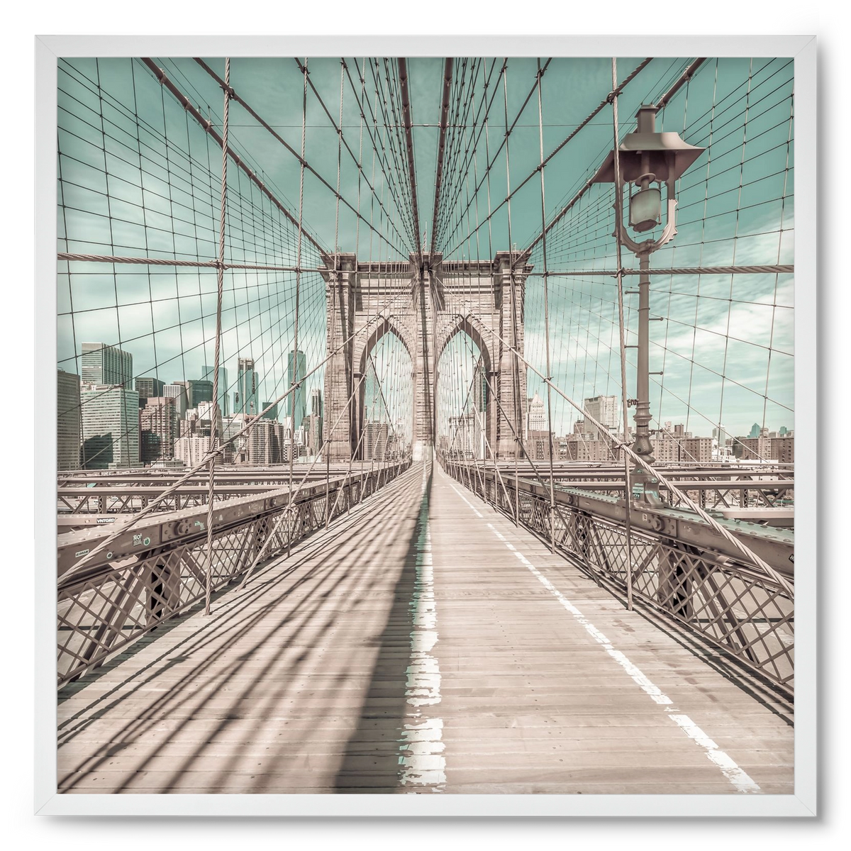 NEW YORK CITY Brooklyn Bridge | urban vintage style, 50x50 cm (50x50 cm), Fehér keret