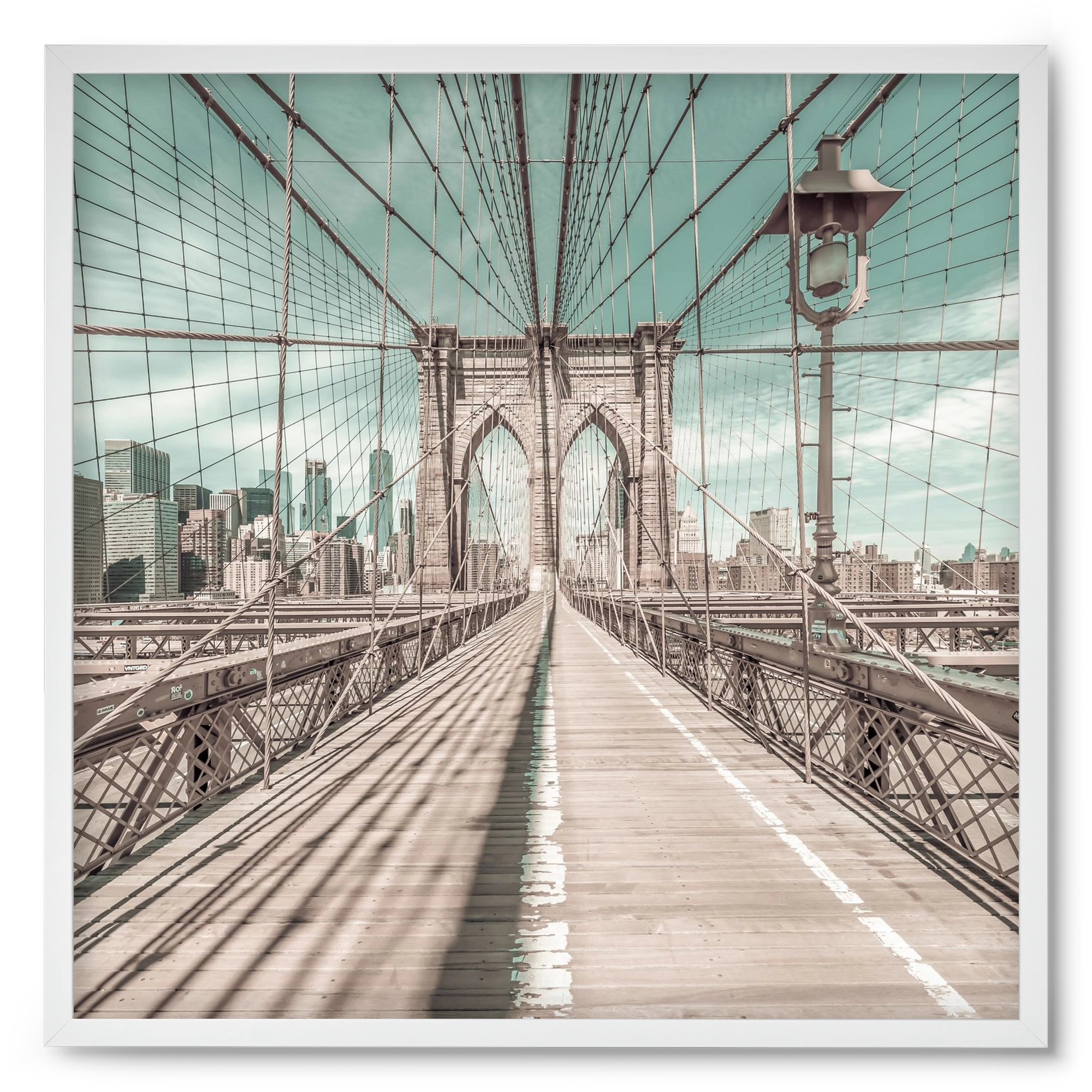 NEW YORK CITY Brooklyn Bridge | urban vintage style, 50x50 cm (50x50 cm), Fehér keret
