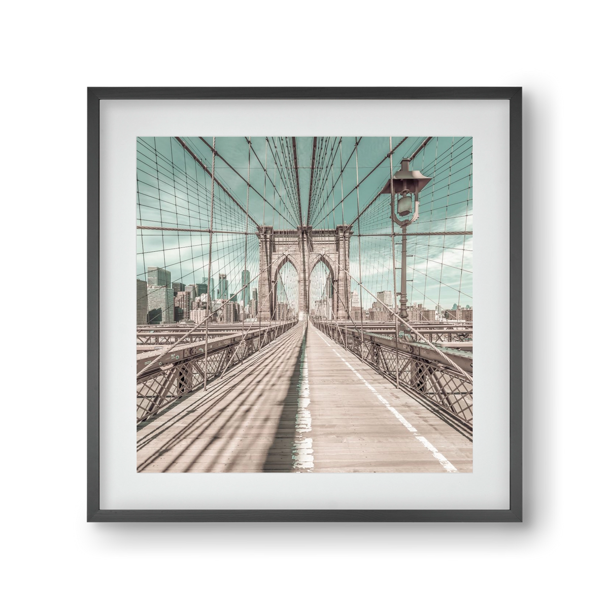 NEW YORK CITY Brooklyn Bridge | urban vintage style, 30x30 cm (20x20 cm), Fekete keret, paszpartuval