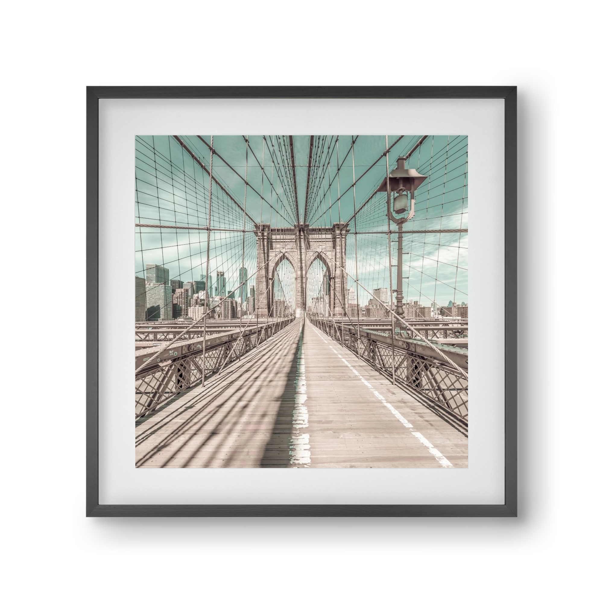 NEW YORK CITY Brooklyn Bridge | urban vintage style, 30x30 cm (20x20 cm), Fekete keret, paszpartuval
