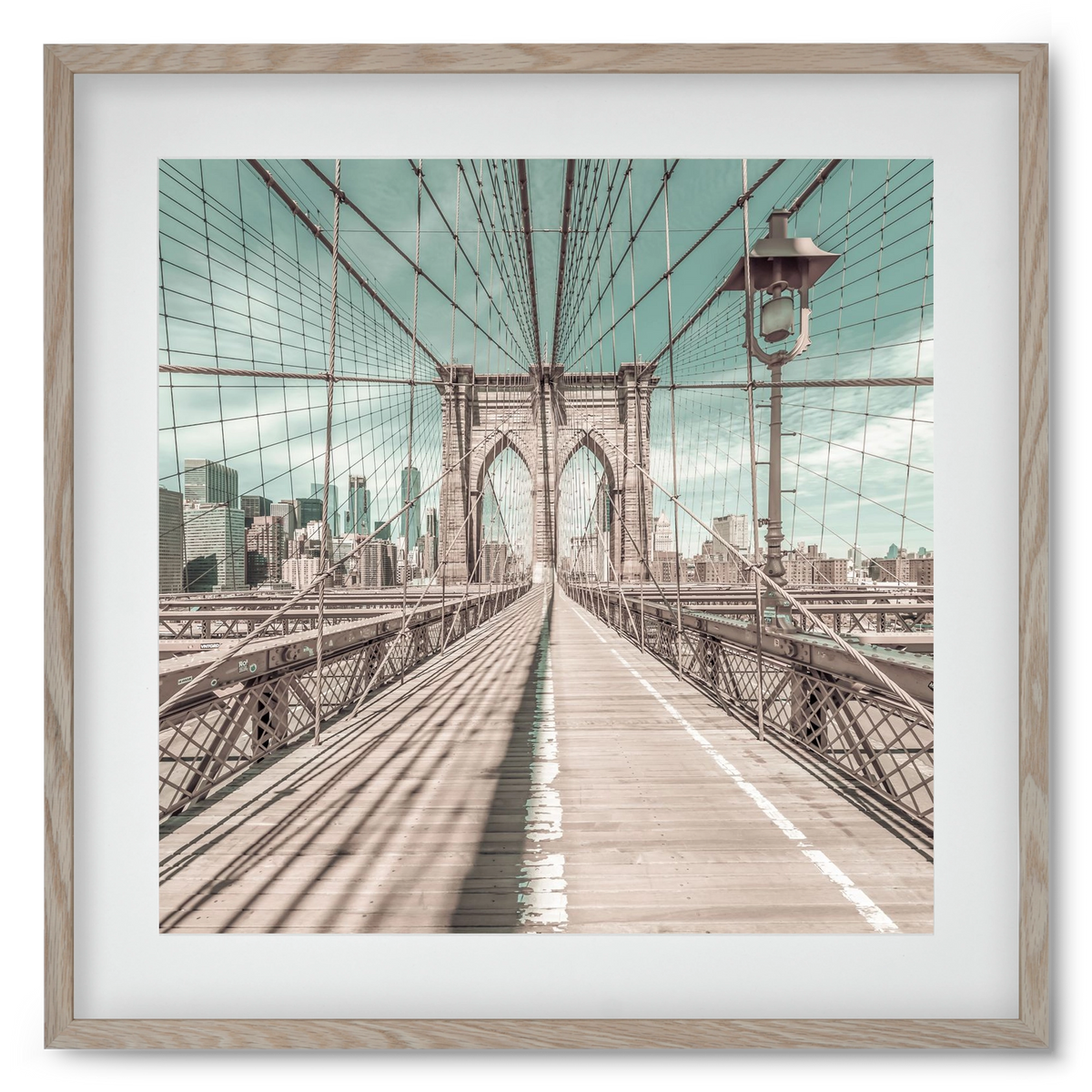 NEW YORK CITY Brooklyn Bridge | urban vintage style, 50x50 cm (40x40 cm), Tölgy keret, paszpartuval